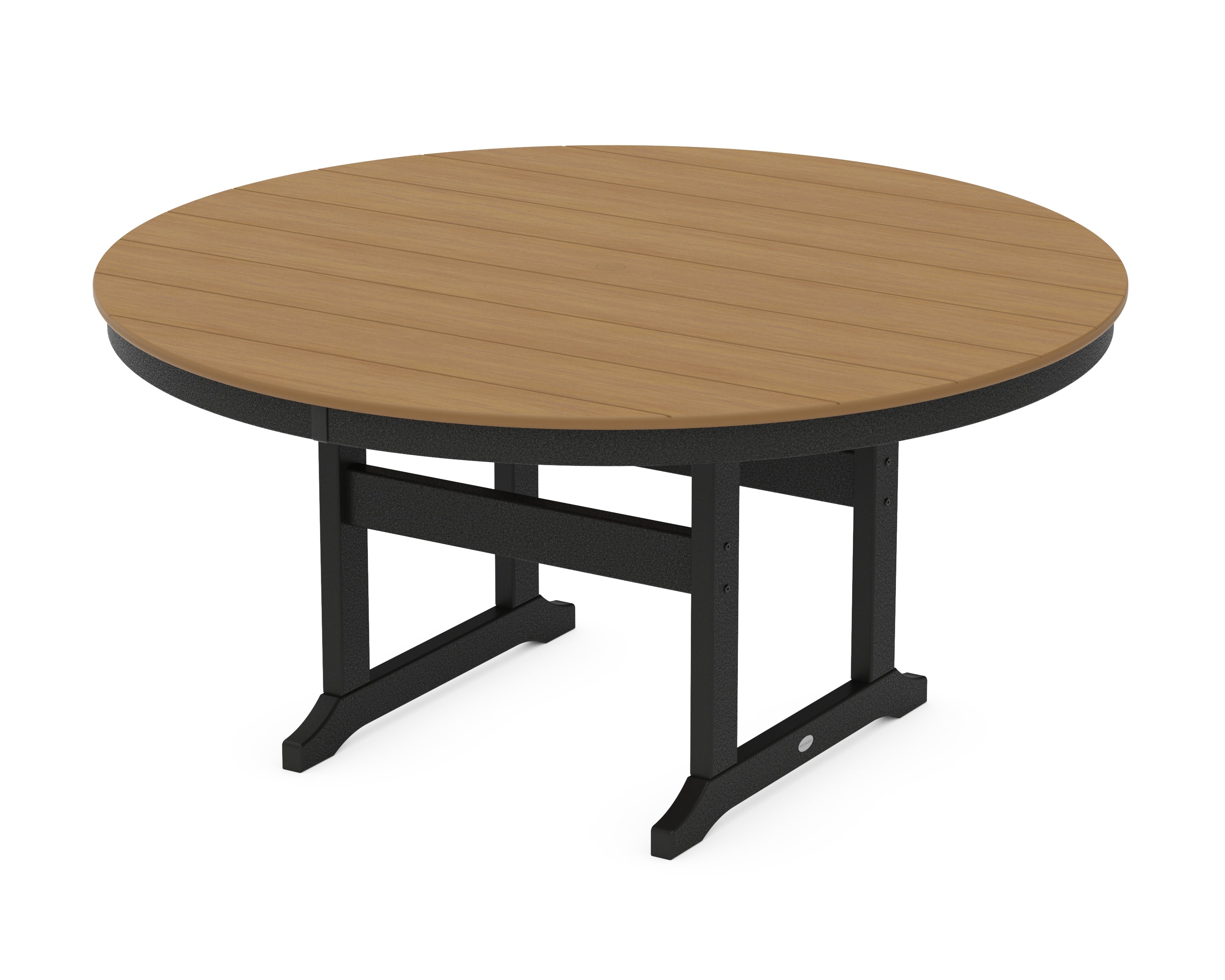POLYWOOD 60” Round Farmhouse Dining Table in Black / Natural