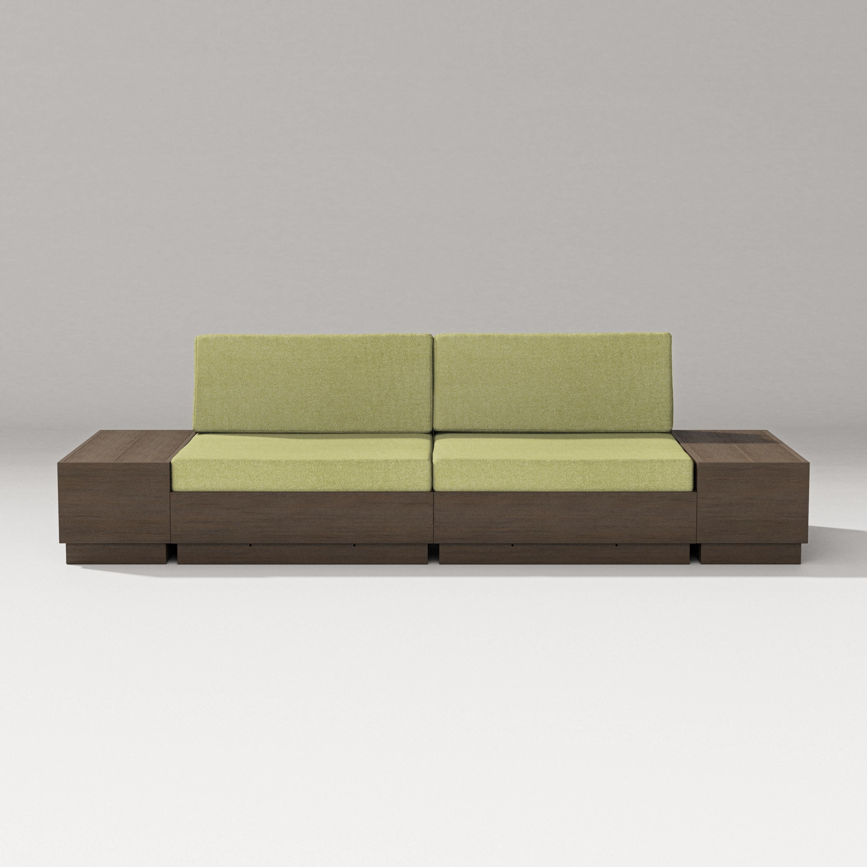PW Designer Series Elevate 4-Piece Loveseat Sectional in Kona / Chartreuse Boucle