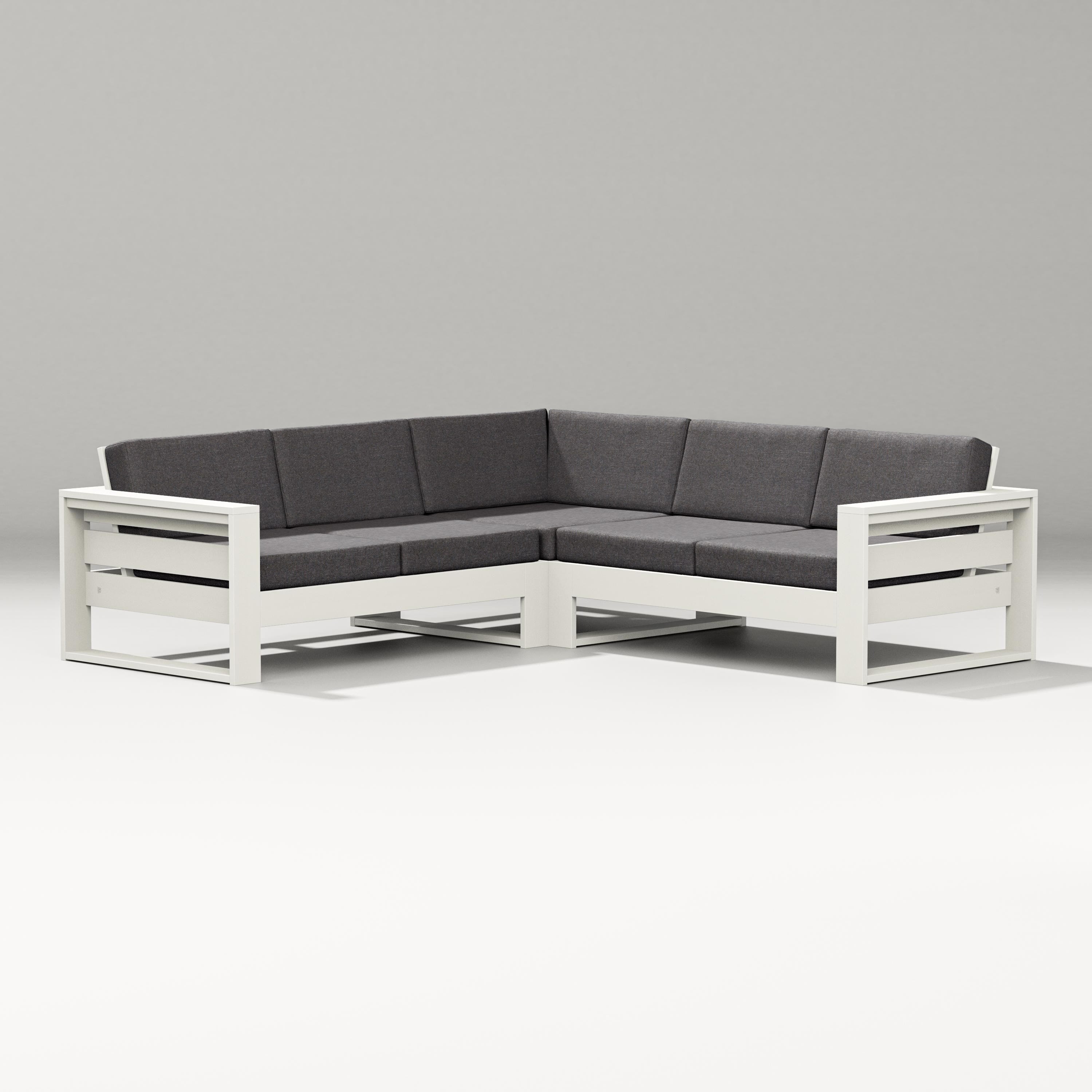 PW Designer Series Latitude Corner Sectional in Vintage White / Ash Charcoal