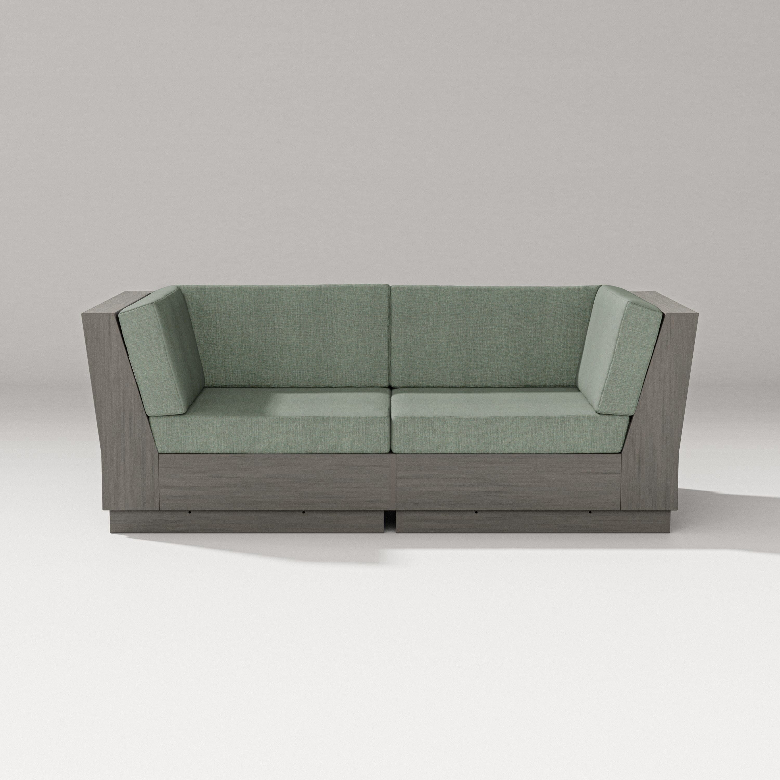 PW Designer Series Elevate Loveseat Sectional in Driftwood / Cast Sage
