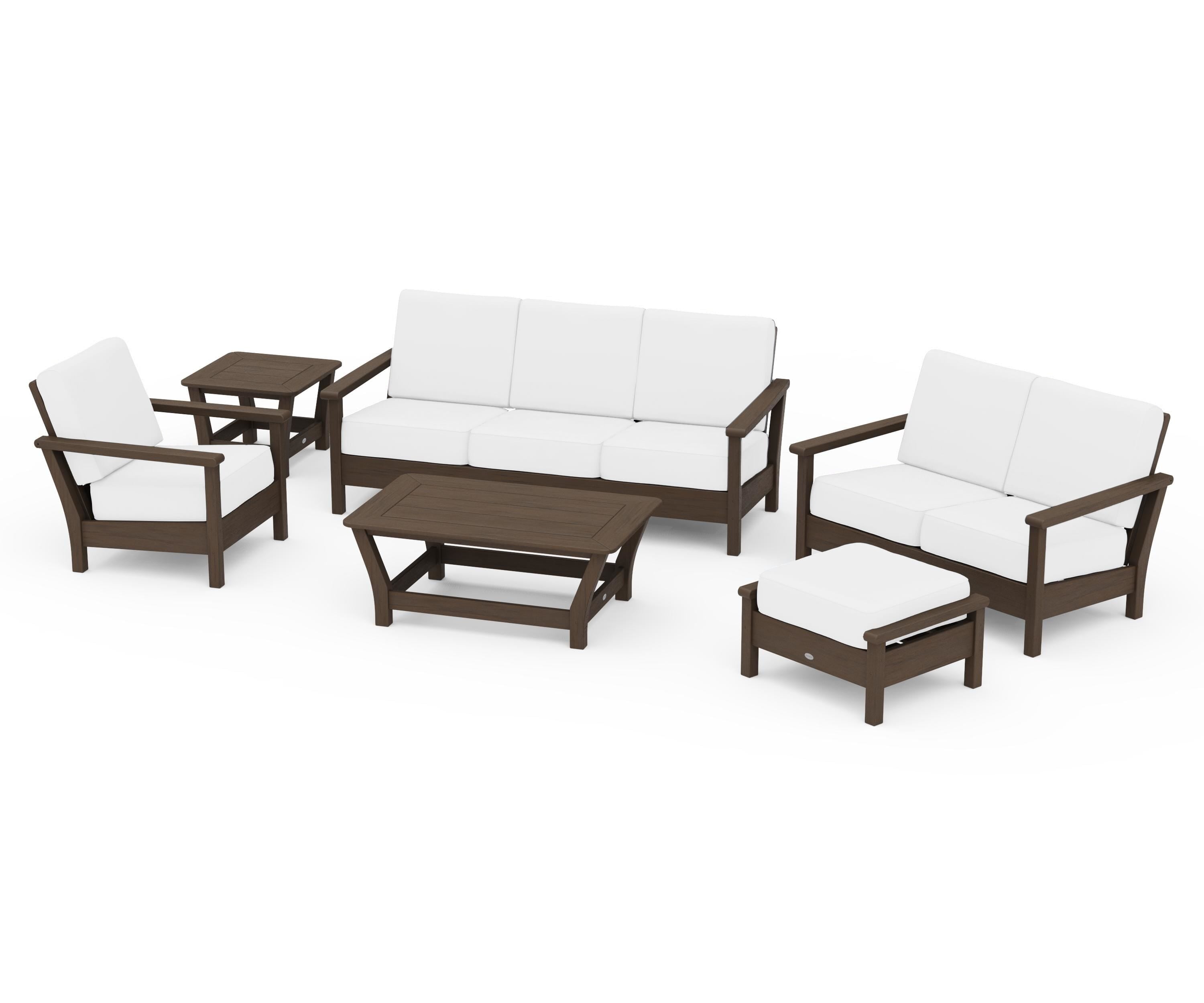 POLYWOOD Harbour 6-Piece Outdoor Living Set in Kona / Natural