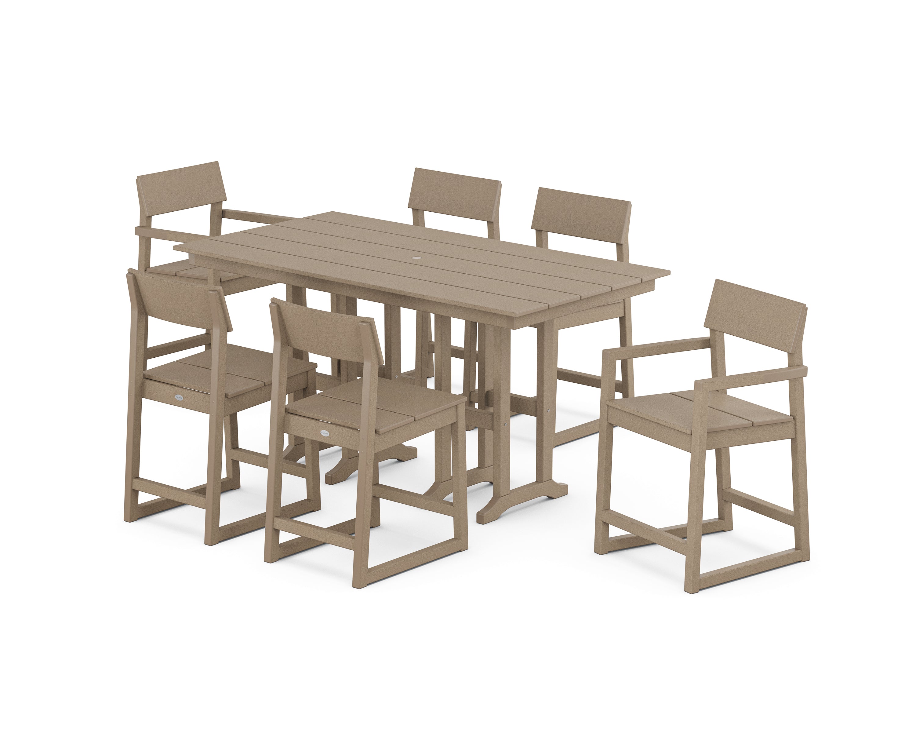 POLYWOOD EDGE 7-Piece Farmhouse Counter Set in Vintage Sahara