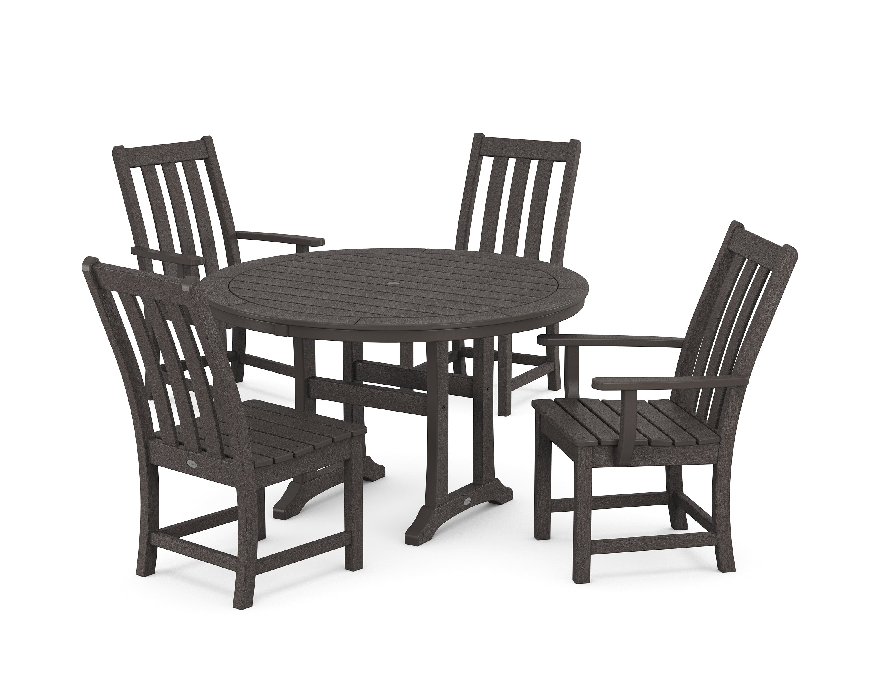 POLYWOOD® Vineyard 5-Piece Nautical Trestle Dining Set in Vintage Coffee