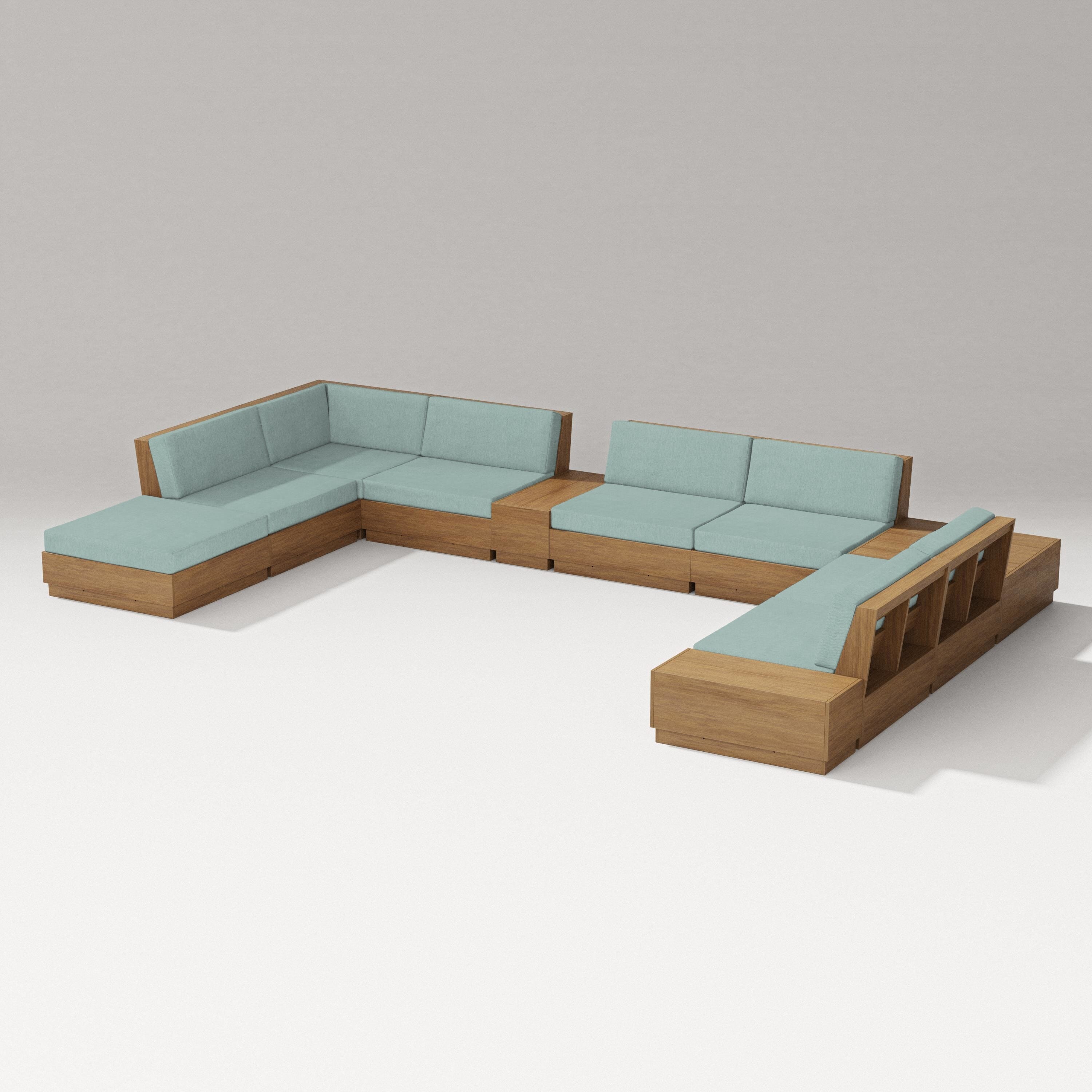 PW Designer Series Elevate 11-Piece Conversation Sectional Set in Natural / Glacier Spa
