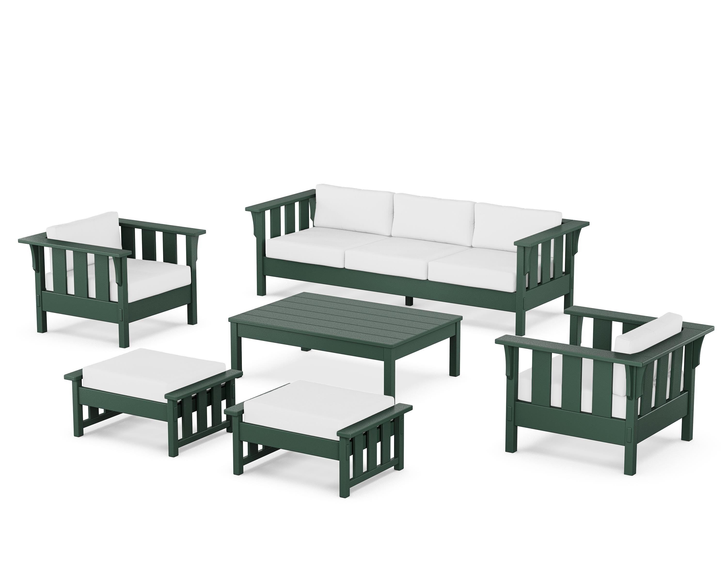 Martha Stewart by POLYWOOD Acadia 6-Piece Lounge Sofa Set in Green / Natural
