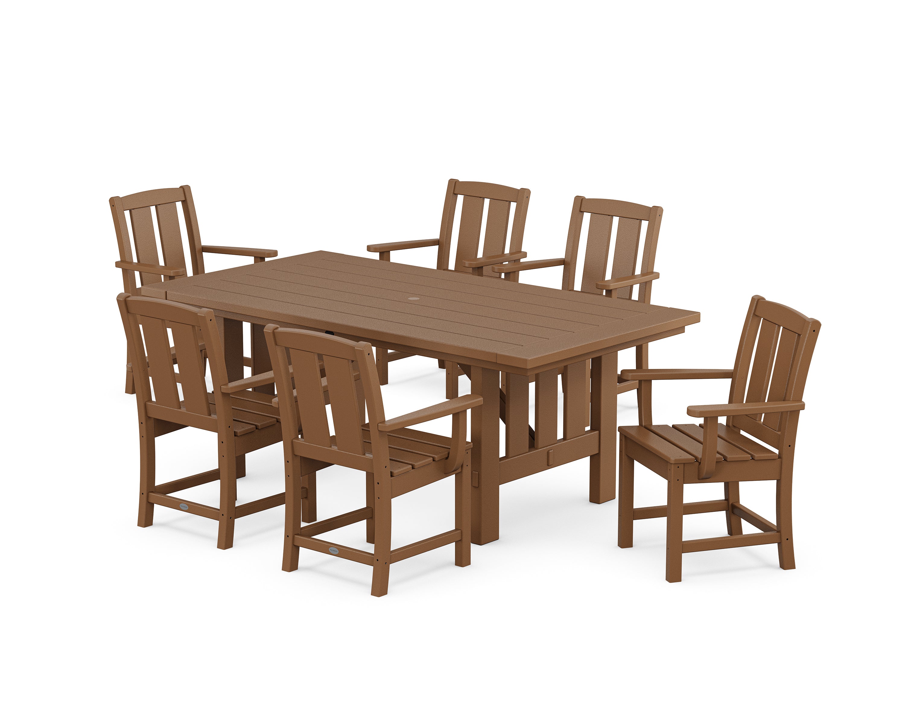 POLYWOOD® Mission Arm Chair 7-Piece Mission Dining Set in Teak