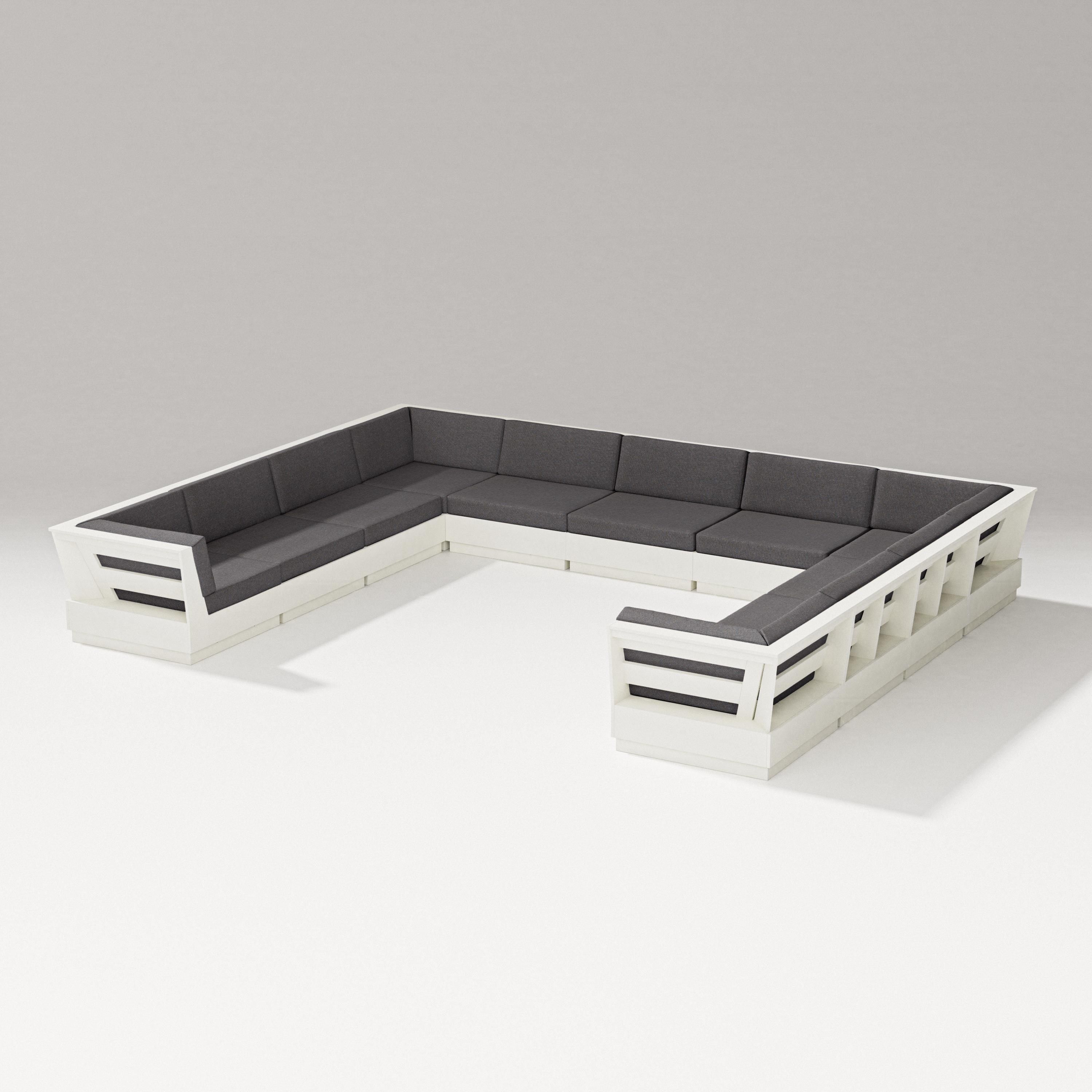 PW Designer Series Elevate Large U-Shaped Sectional in Vintage White / Ash Charcoal