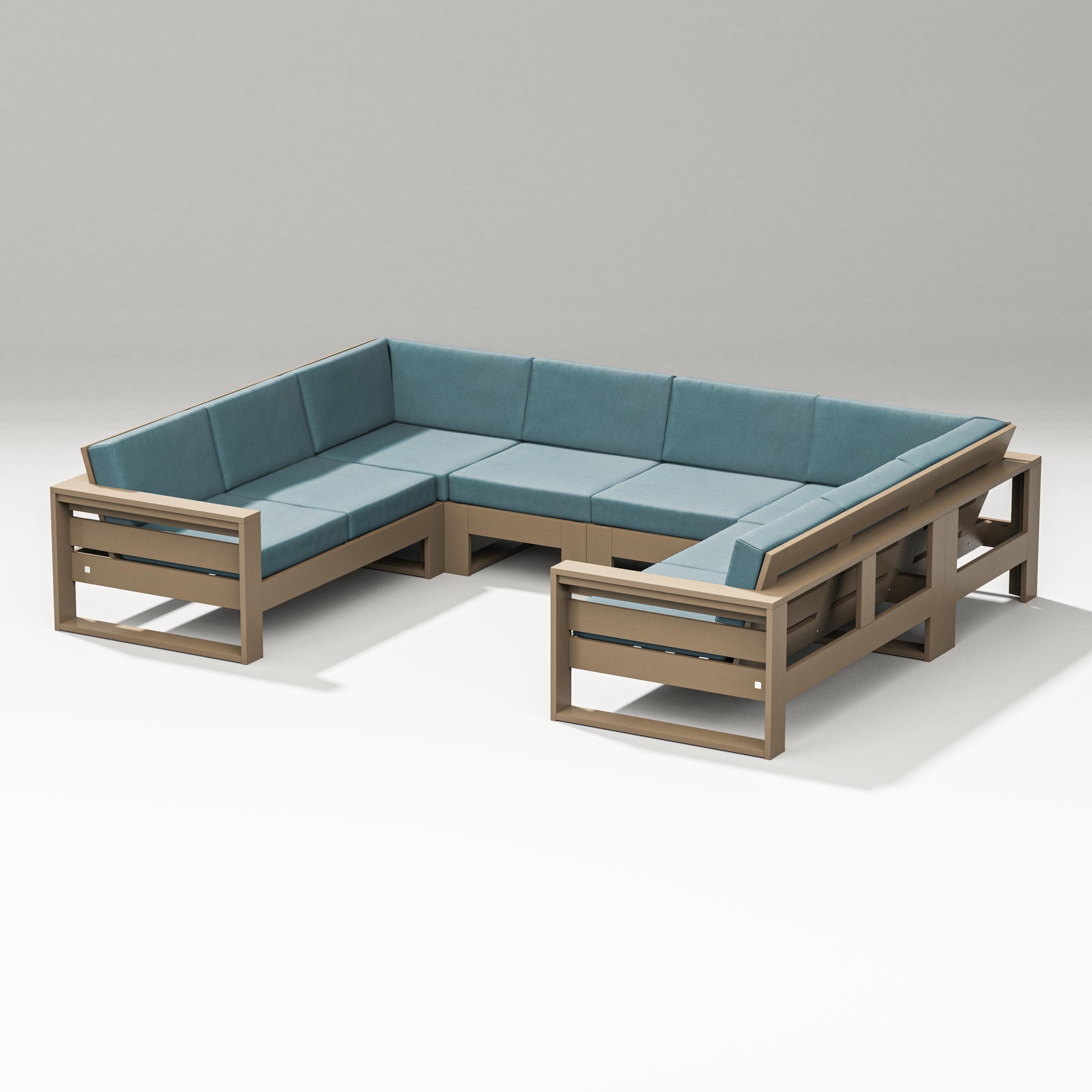 PW Designer Series Latitude U-Shaped Sectional in Vintage Sahara / Ocean Teal