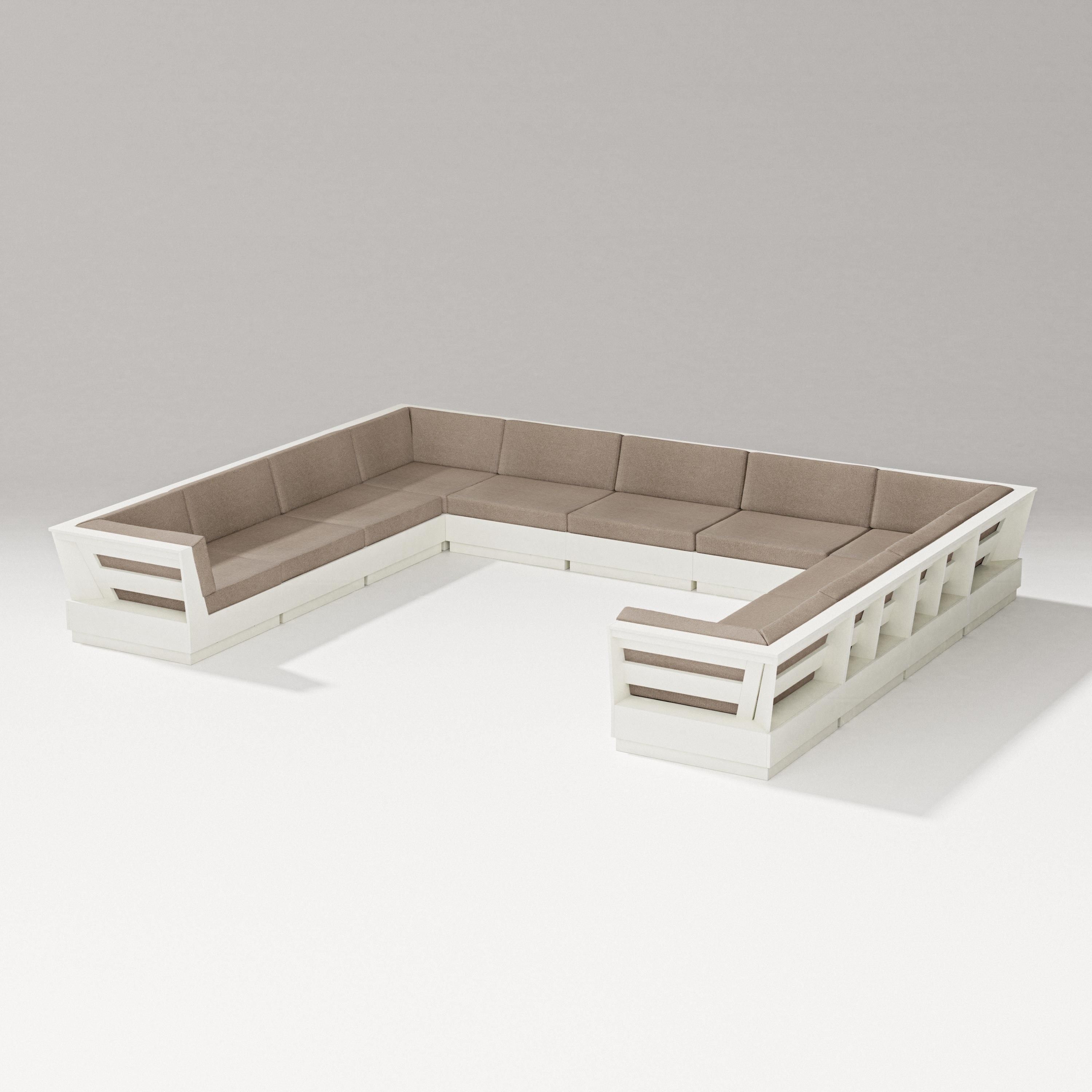 PW Designer Series Elevate Large U-Shaped Sectional in Vintage White / Spiced Burlap
