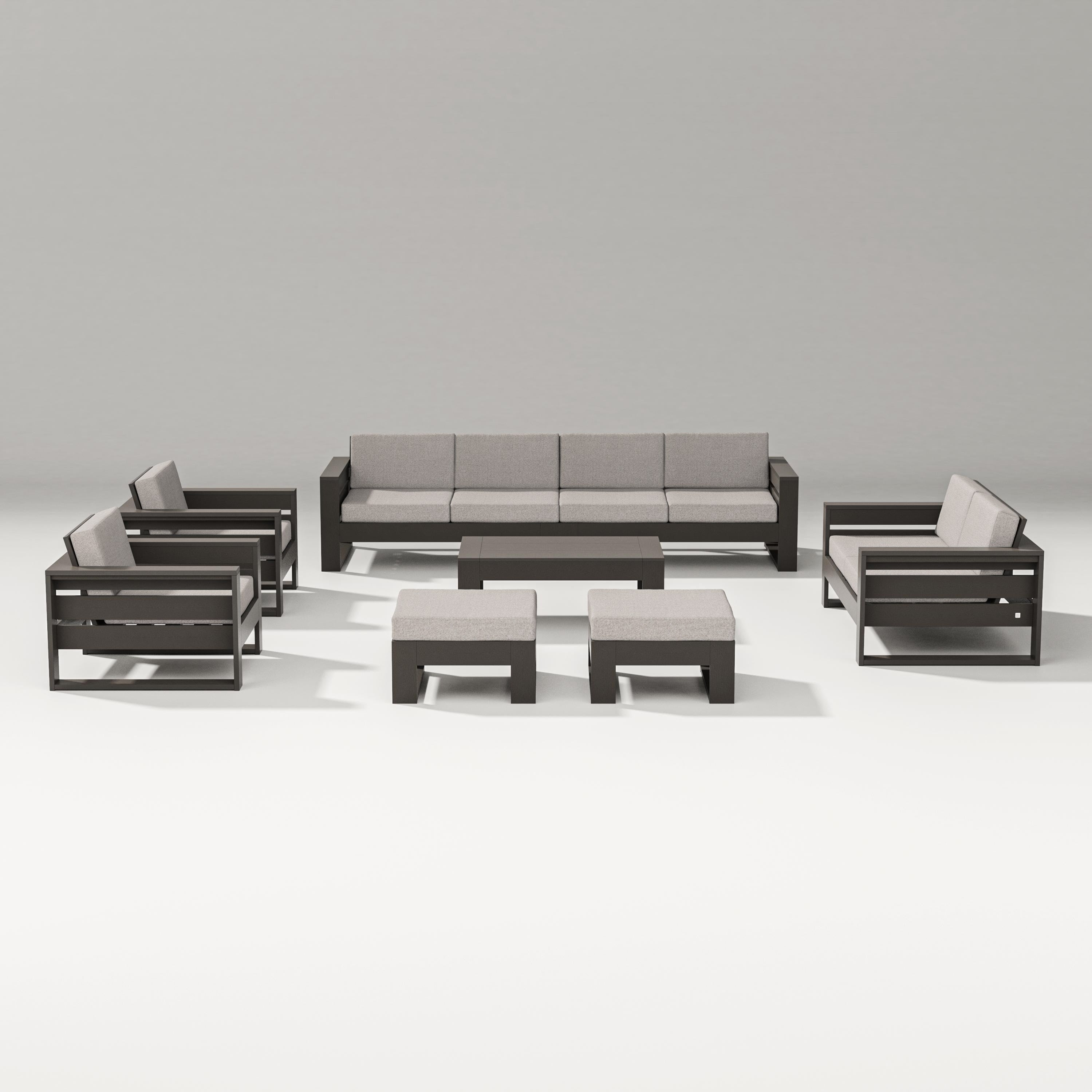 PW Designer Series Latitude 8-Piece Lounge Sofa Set in Vintage Coffee / Weathered Tweed