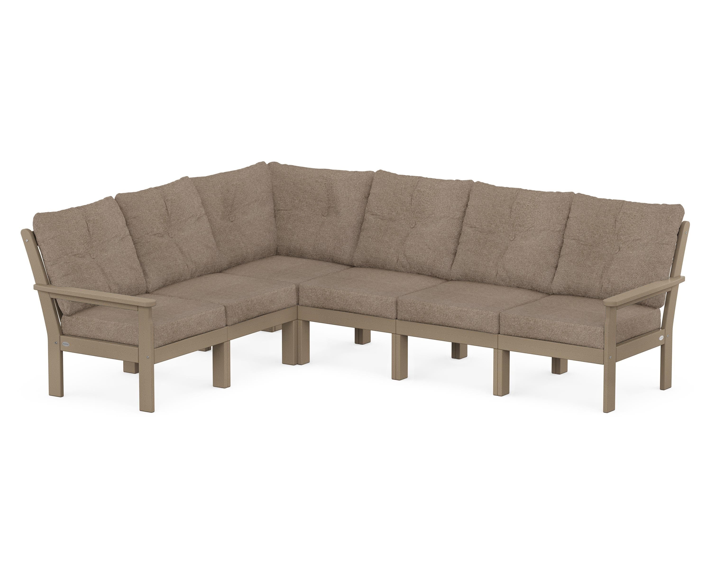 POLYWOOD Vineyard 6-Piece Sectional in Vintage Sahara / Spiced Burlap