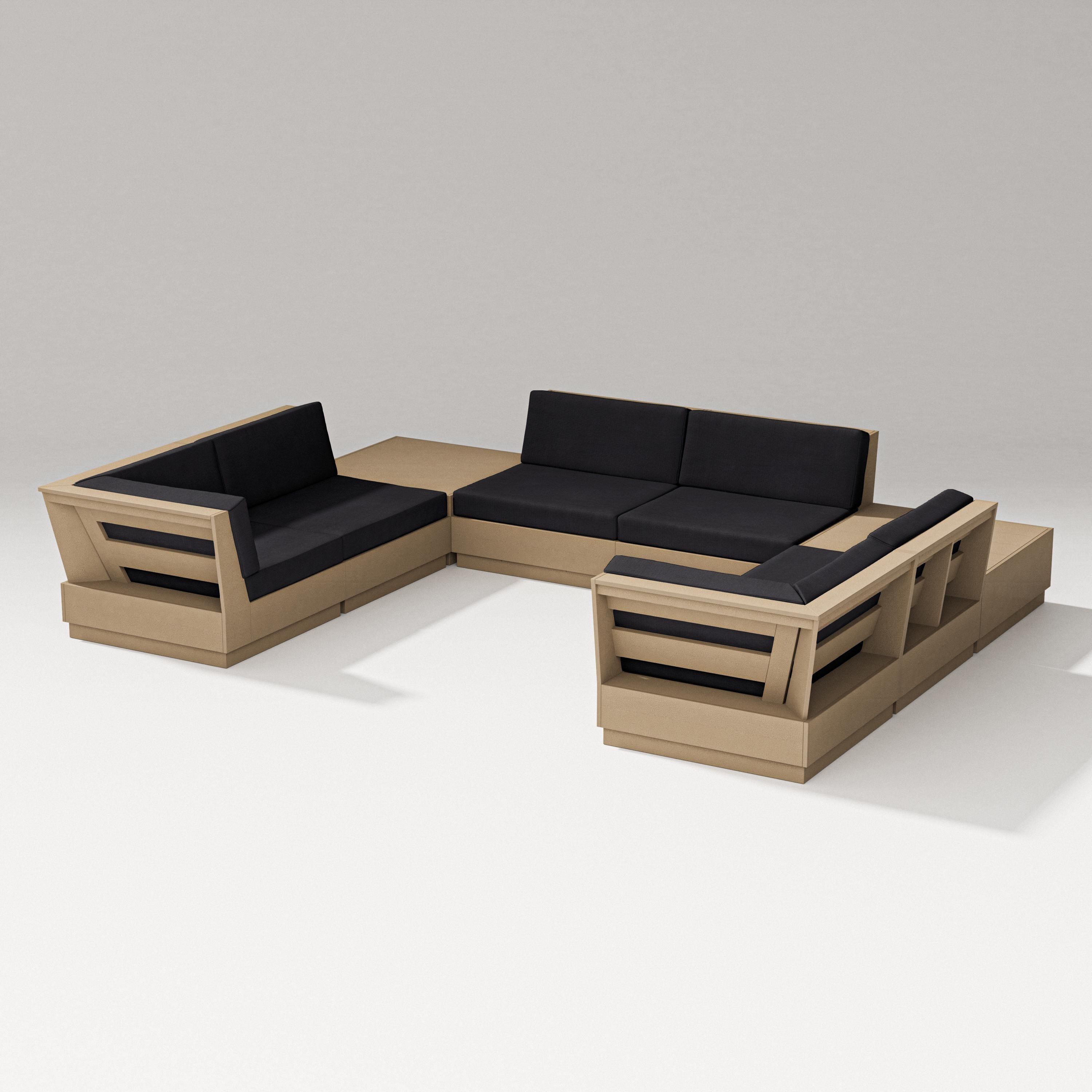 PW Designer Series Elevate 8-Piece U-Shaped Sectional in Vintage Sahara / Midnight Linen