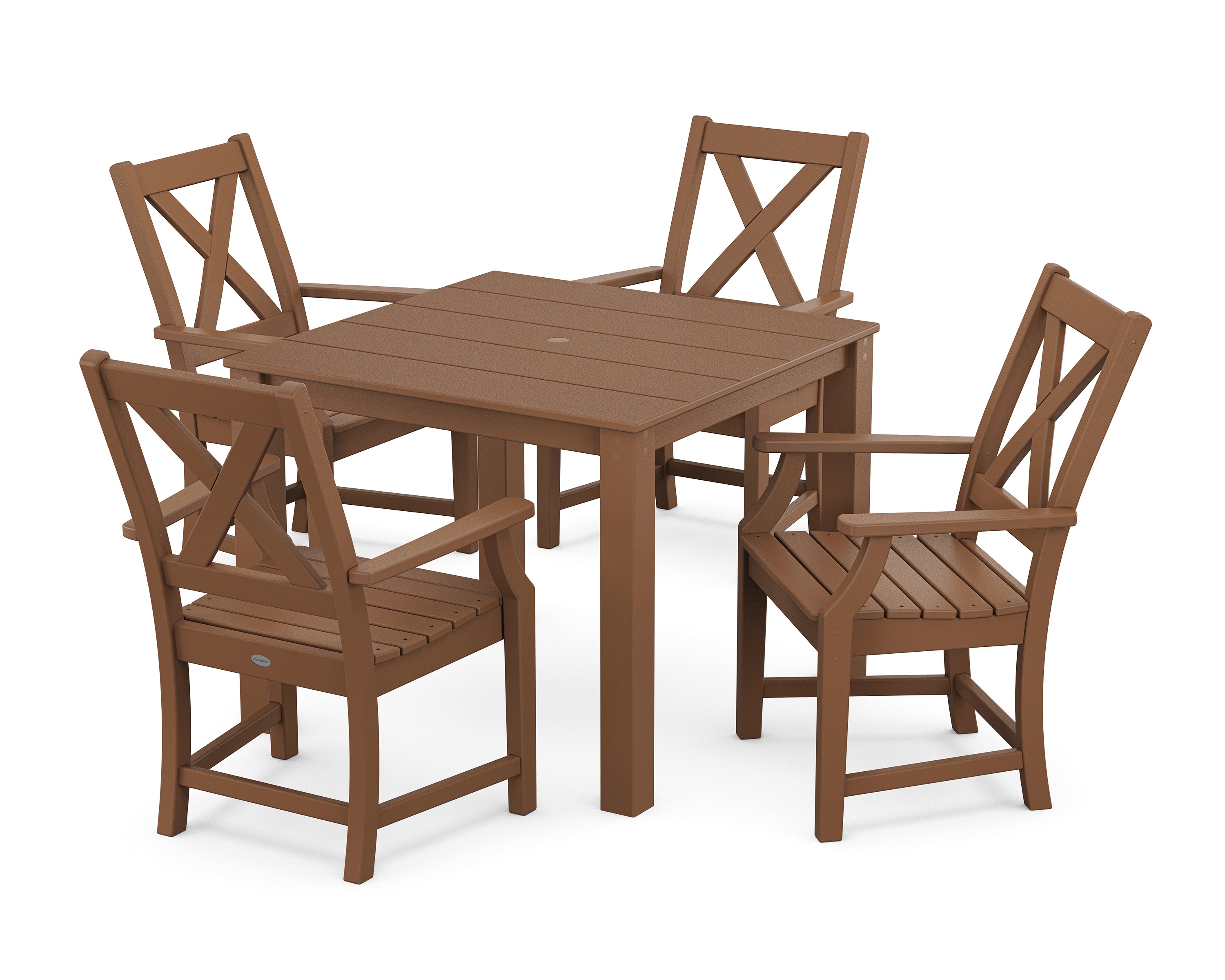 POLYWOOD Braxton 5-Piece Parsons Dining Set in Teak
