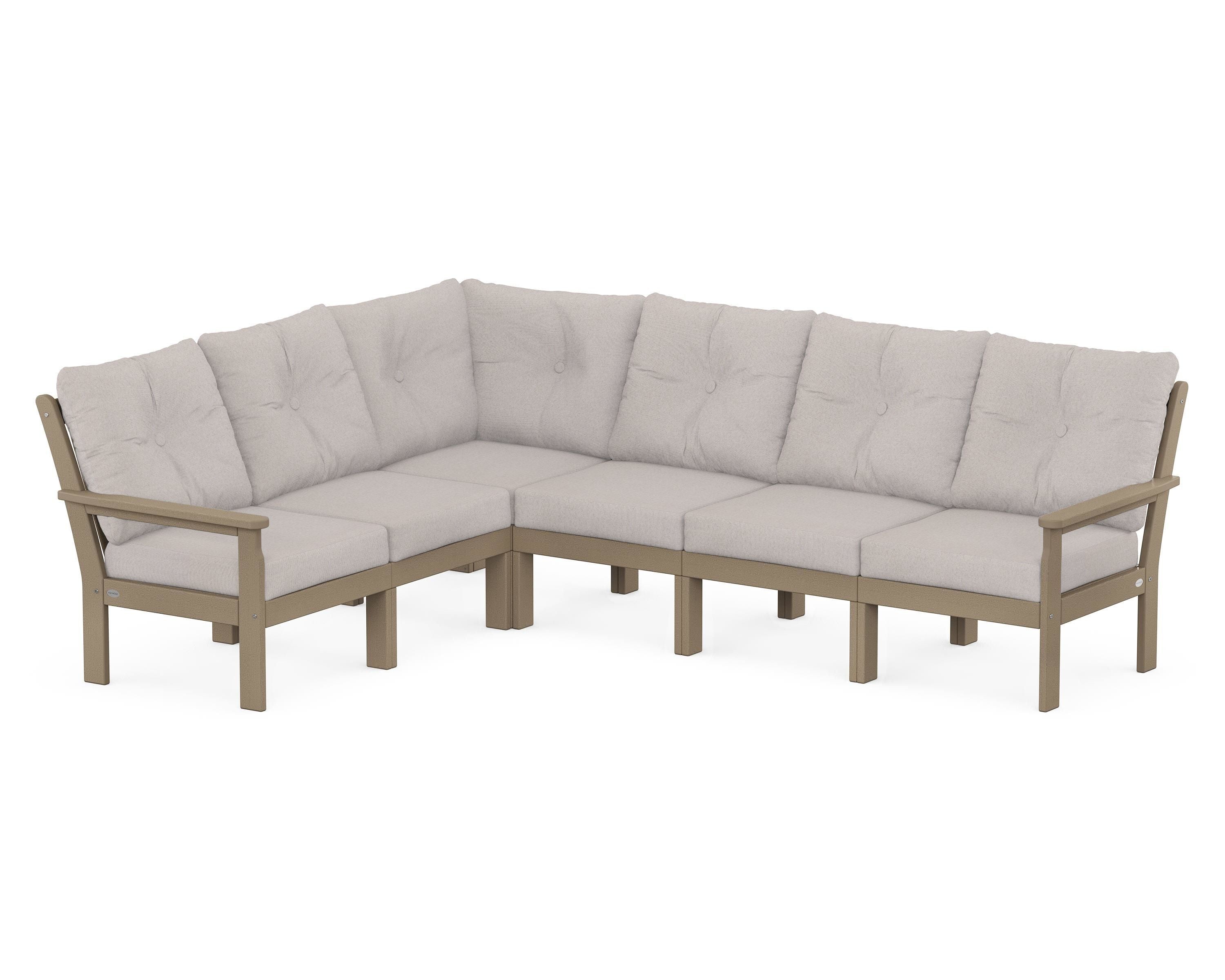 POLYWOOD Vineyard 6-Piece Sectional in Vintage Sahara / Dune Burlap
