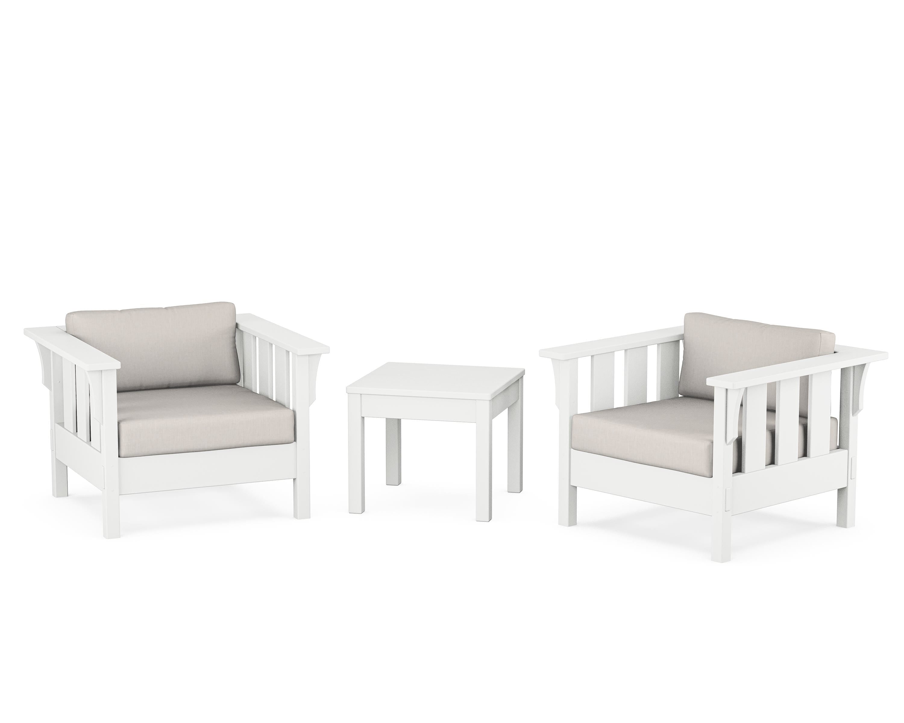 Martha Stewart by POLYWOOD Acadia 3-Piece Deep Seating Set in White / Cast Ash