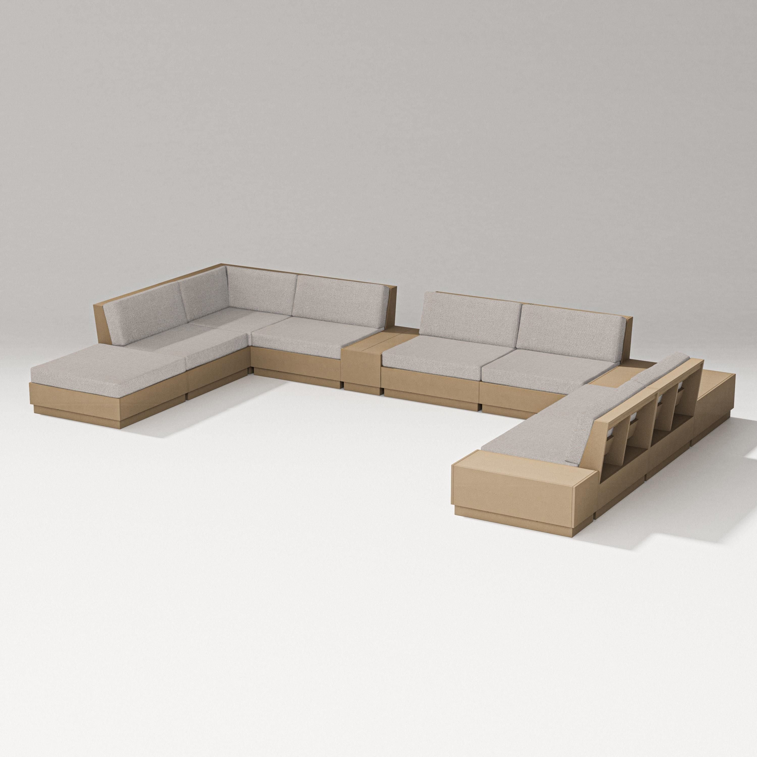 PW Designer Series Elevate 11-Piece Conversation Sectional Set in Vintage Sahara / Weathered Tweed