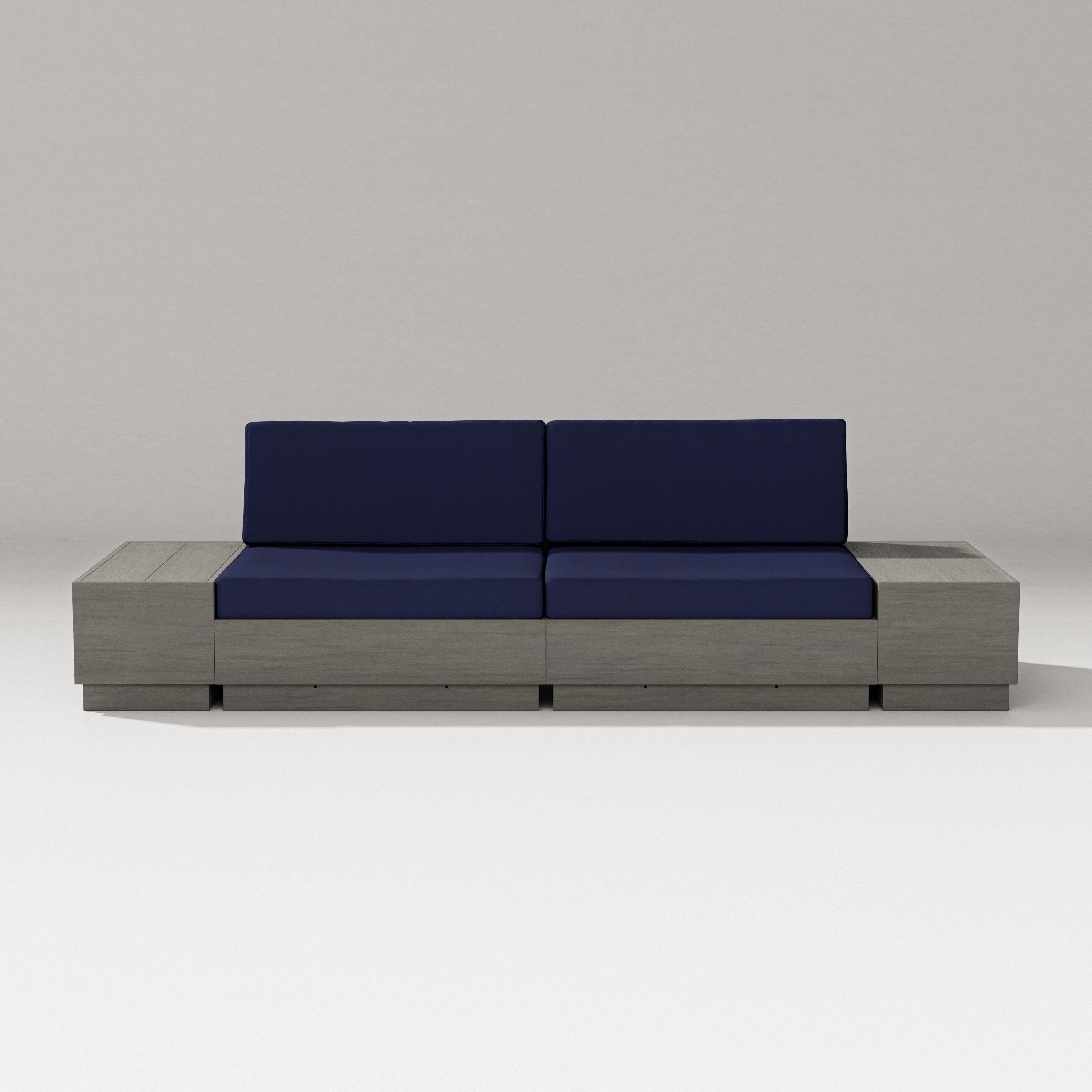 PW Designer Series Elevate 4-Piece Loveseat Sectional in Driftwood / Navy