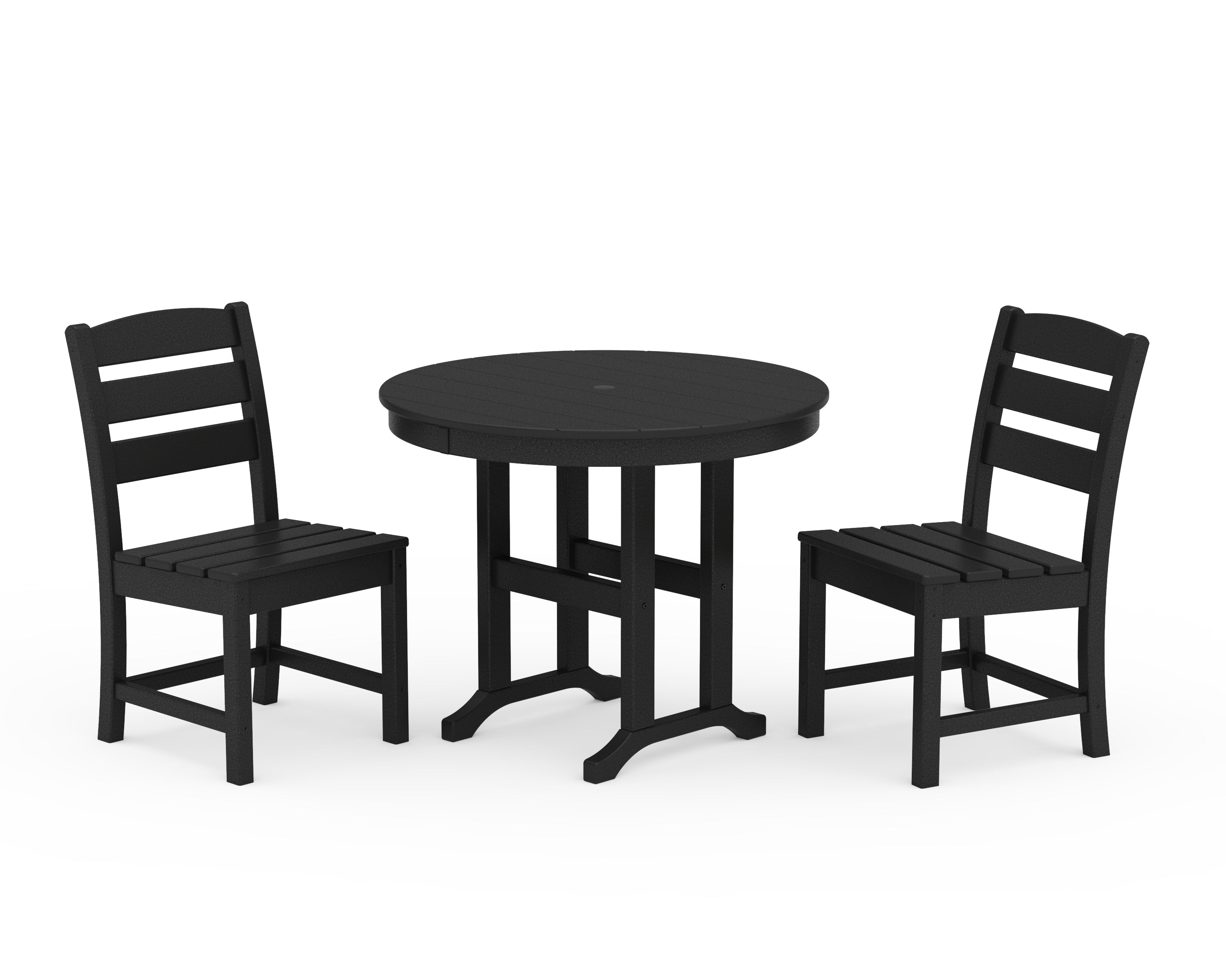 POLYWOOD Lakeside Side Chair 3-Piece Round Dining Set in Black