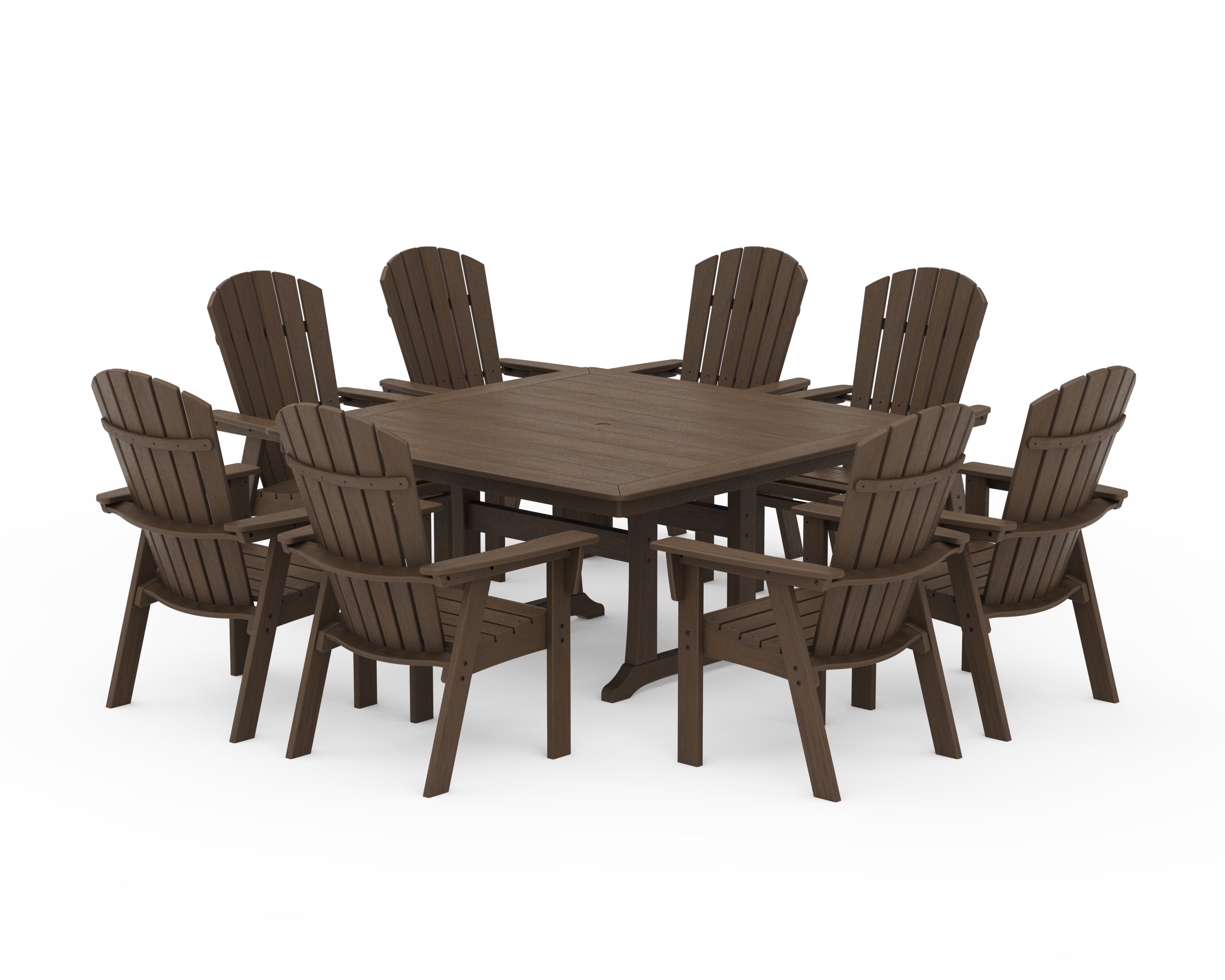 POLYWOOD Nautical Adirondack 9-Piece Trestle Dining Set in Kona