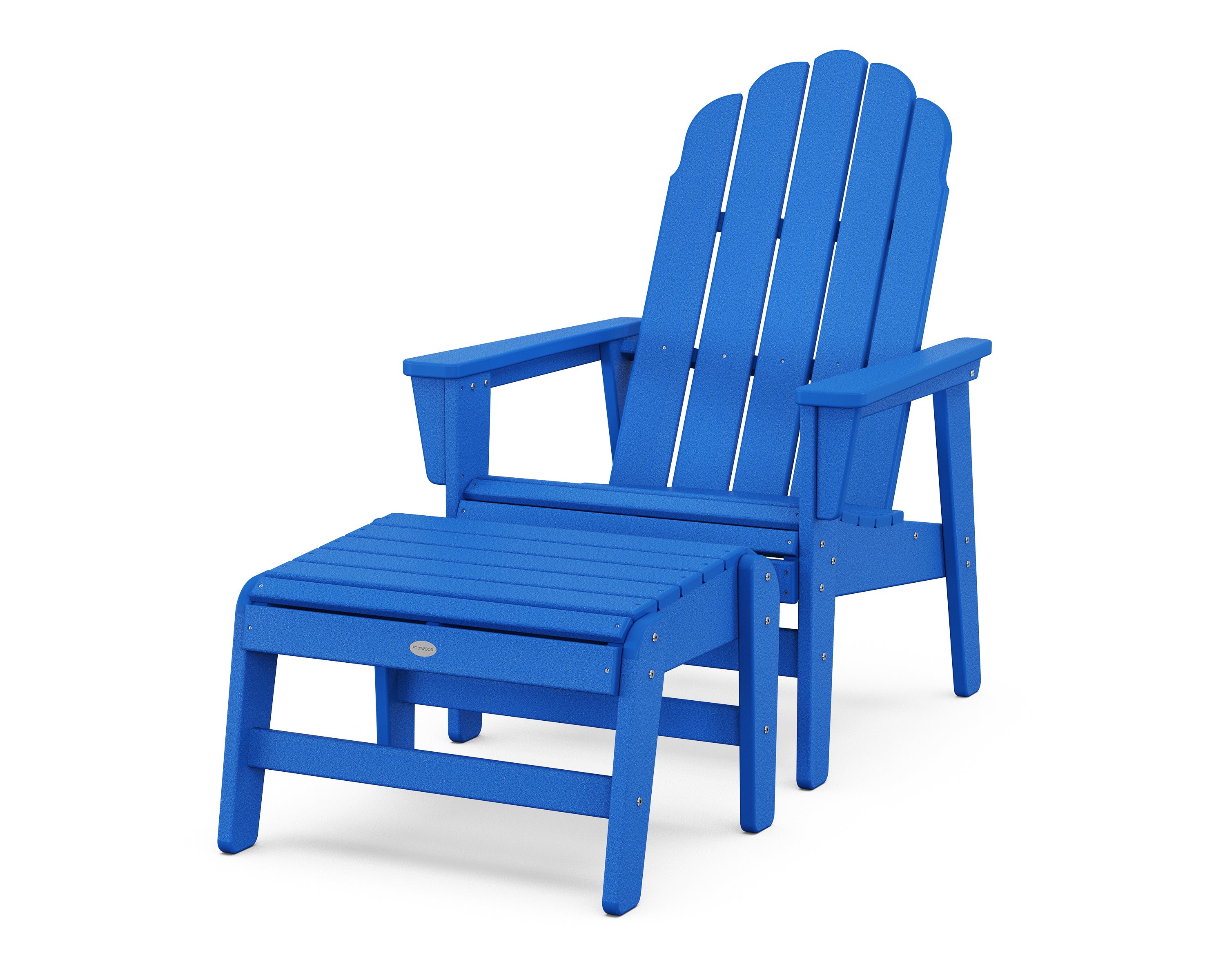 POLYWOOD Vineyard Grand Upright Adirondack Chair with Ottoman in Pacific Blue