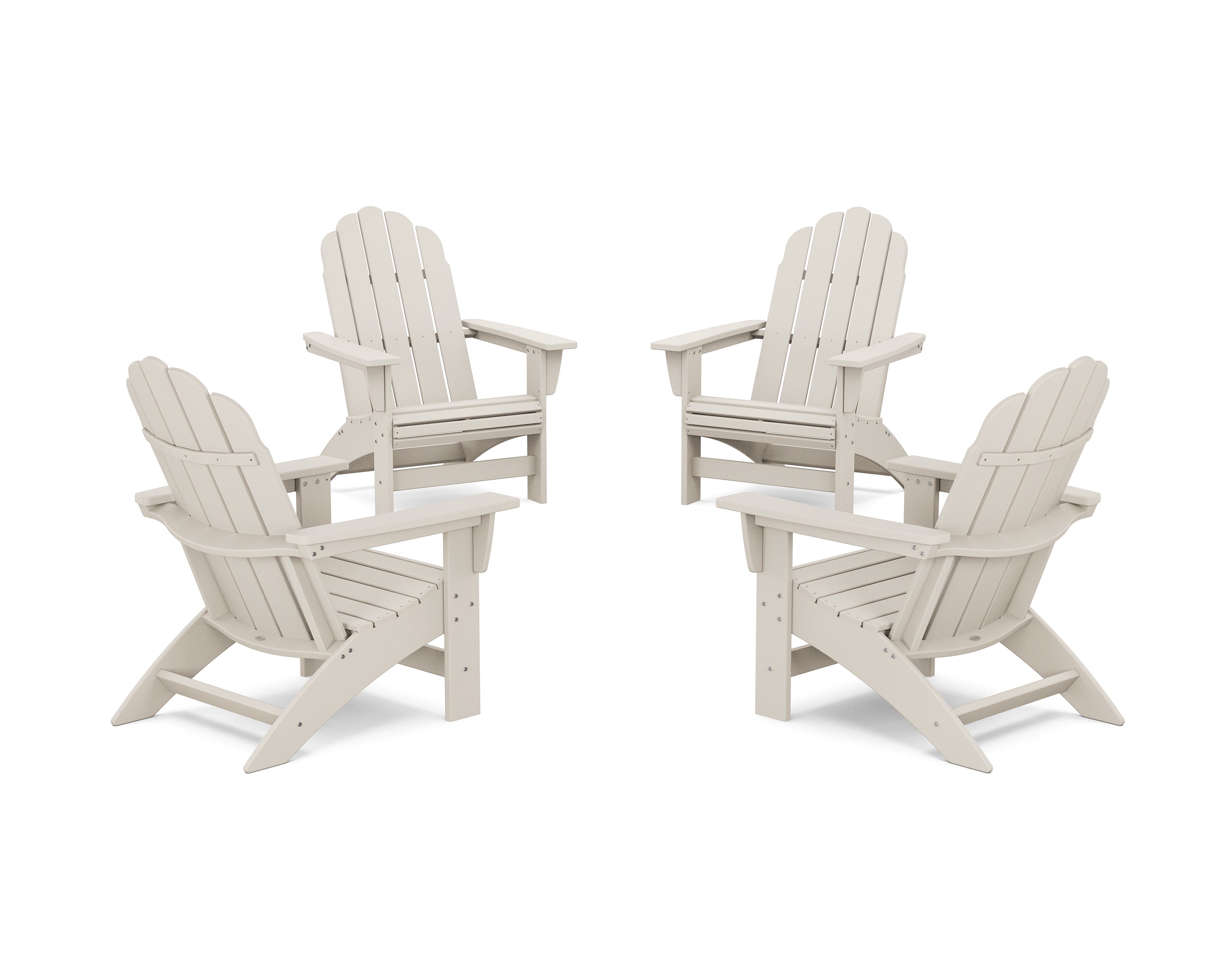 POLYWOOD 4-Piece Vineyard Grand Adirondack Chair Conversation Set in Sand