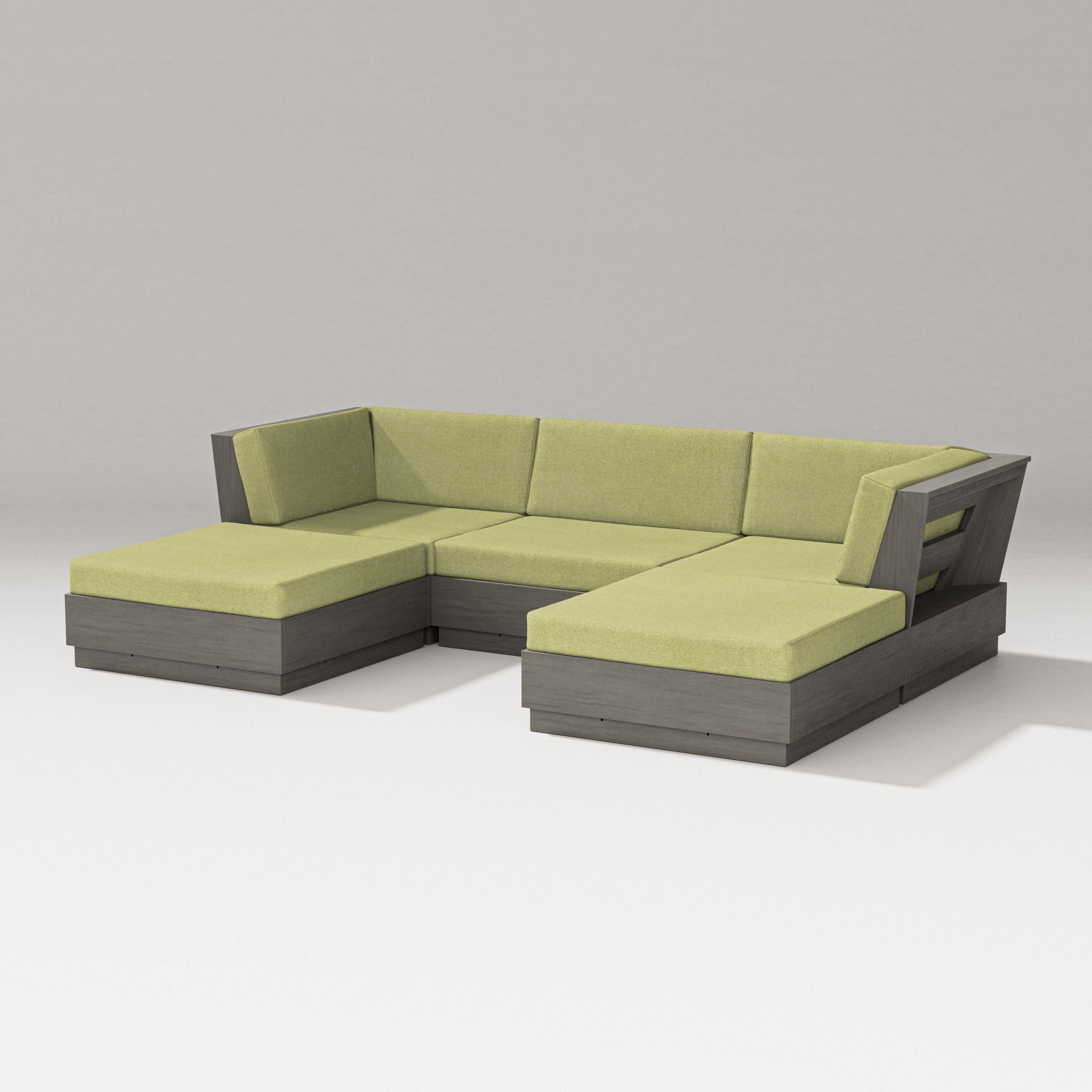PW Designer Series Elevate Double Chaise Sectional in Driftwood / Chartreuse Boucle