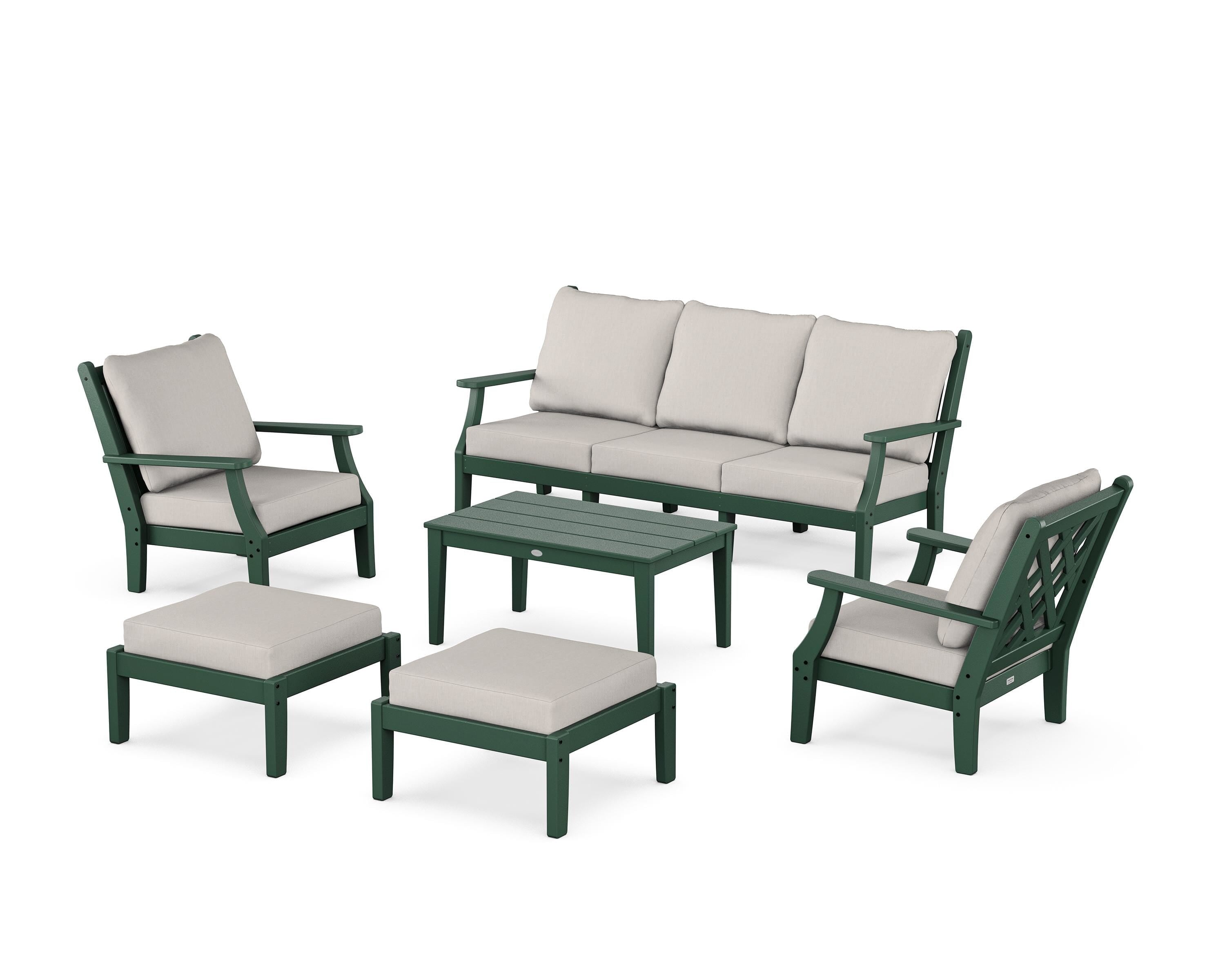 Country Living Wovendale 6-Piece Lounge Sofa Set in Green / Cast Ash