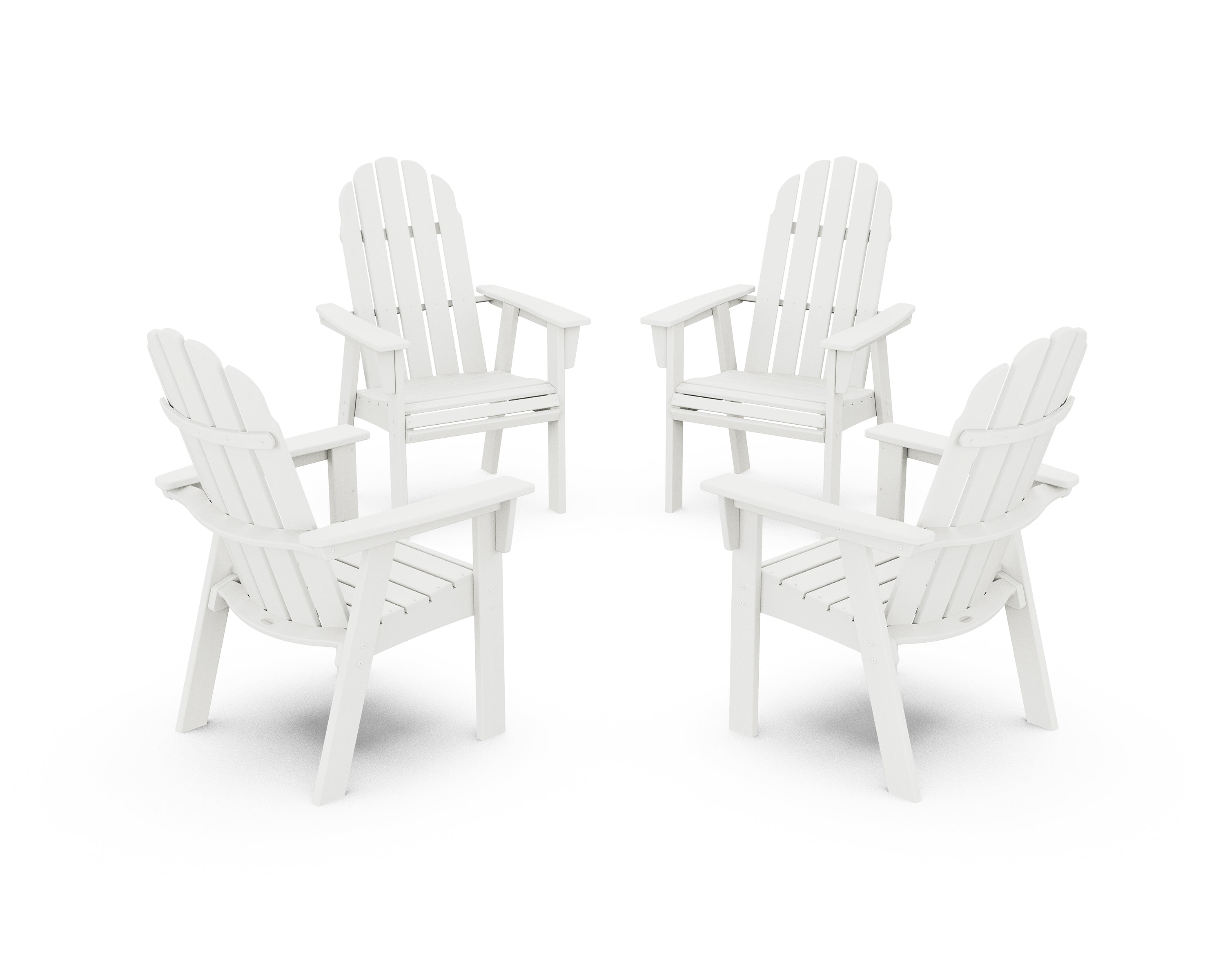 POLYWOOD® Vineyard 4-Piece Curveback Upright Adirondack Conversation Set in Vintage White