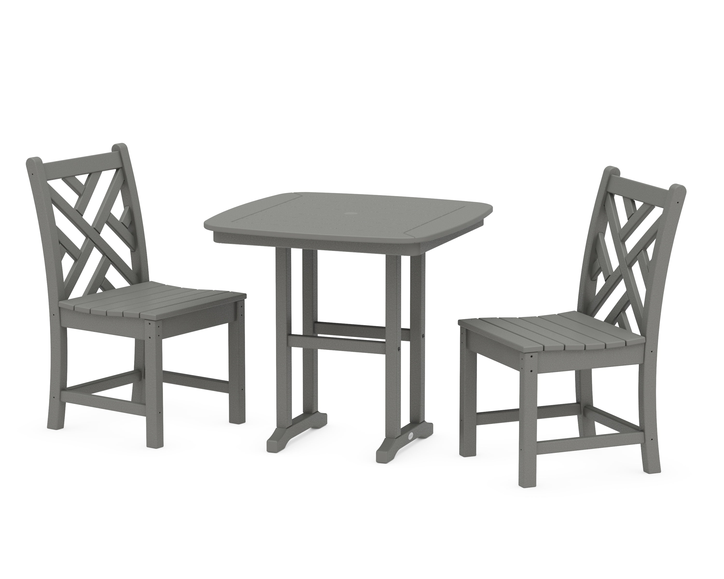 POLYWOOD Chippendale Side Chair 3-Piece Dining Set in Slate Grey