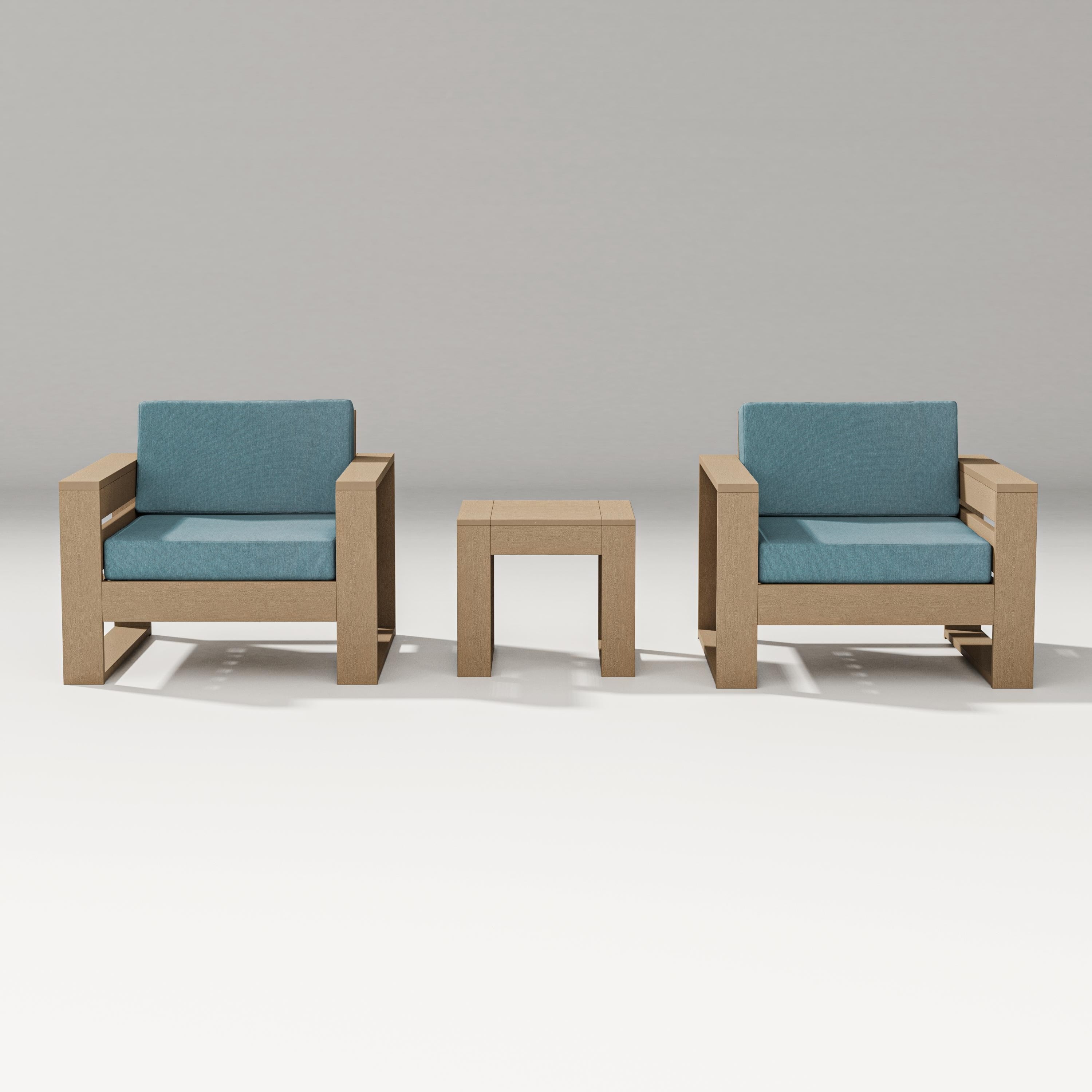 PW Designer Series Latitude 3-Piece Lounge Chair Set in Vintage Sahara / Ocean Teal