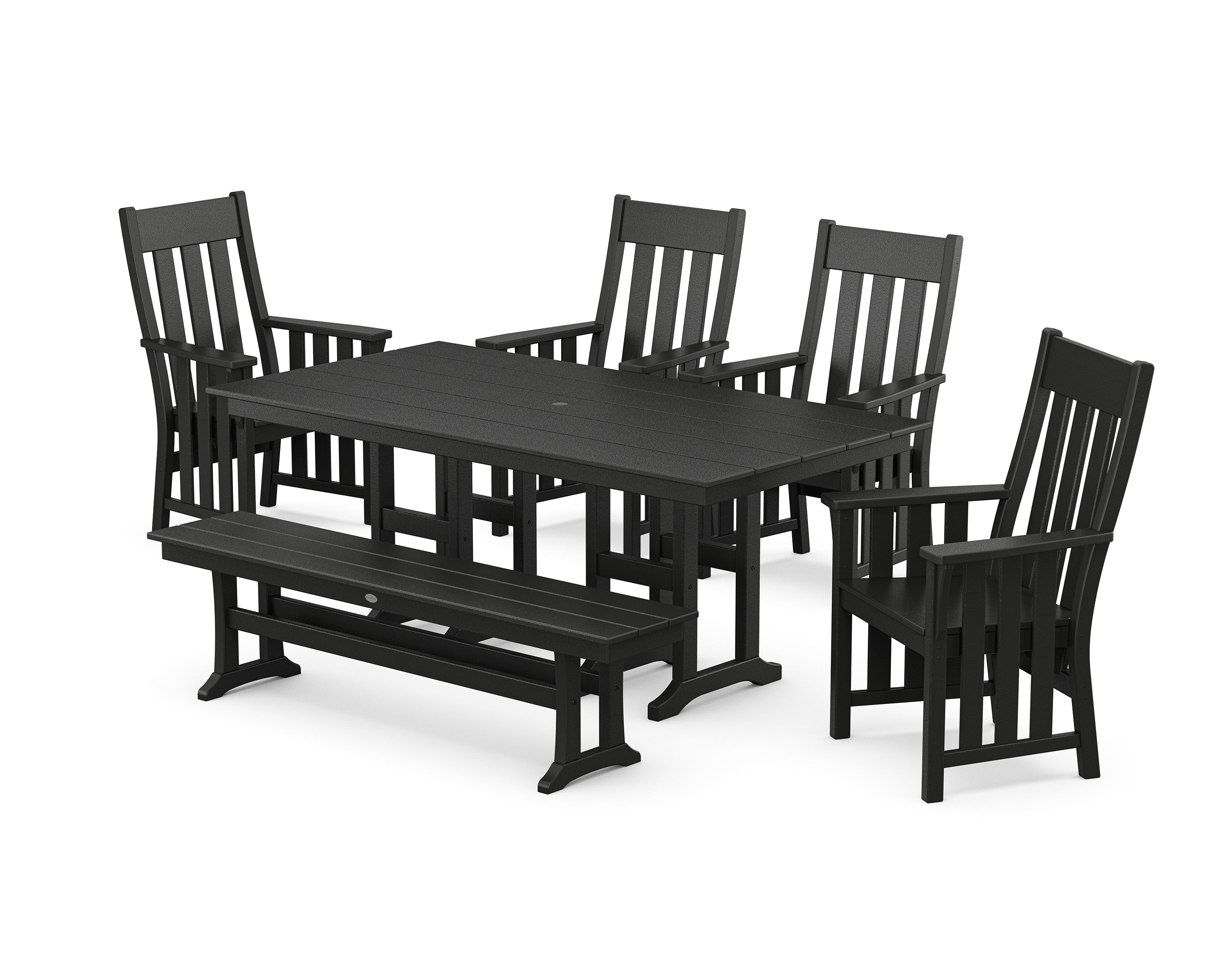 Martha Stewart by POLYWOOD Acadia 6-Piece Farmhouse Dining Set with Bench in Black