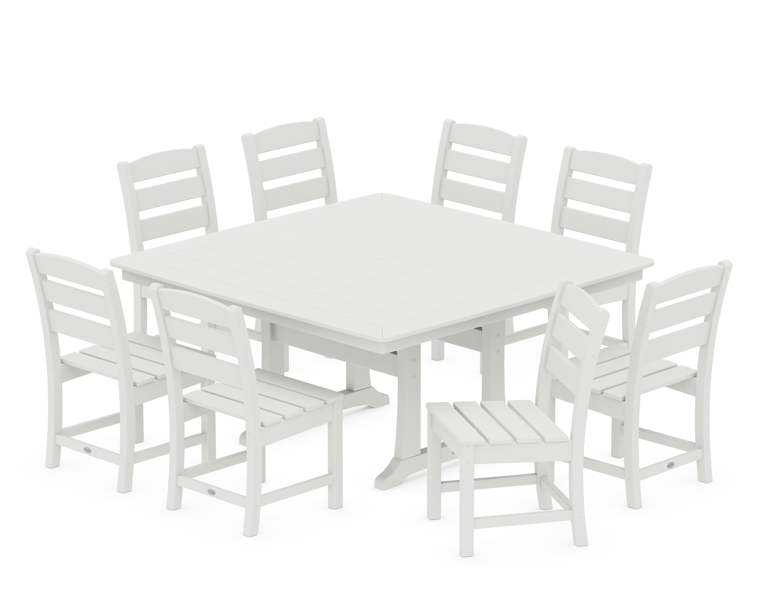POLYWOOD Lakeside 9-Piece Nautical Trestle Dining Set in Vintage White