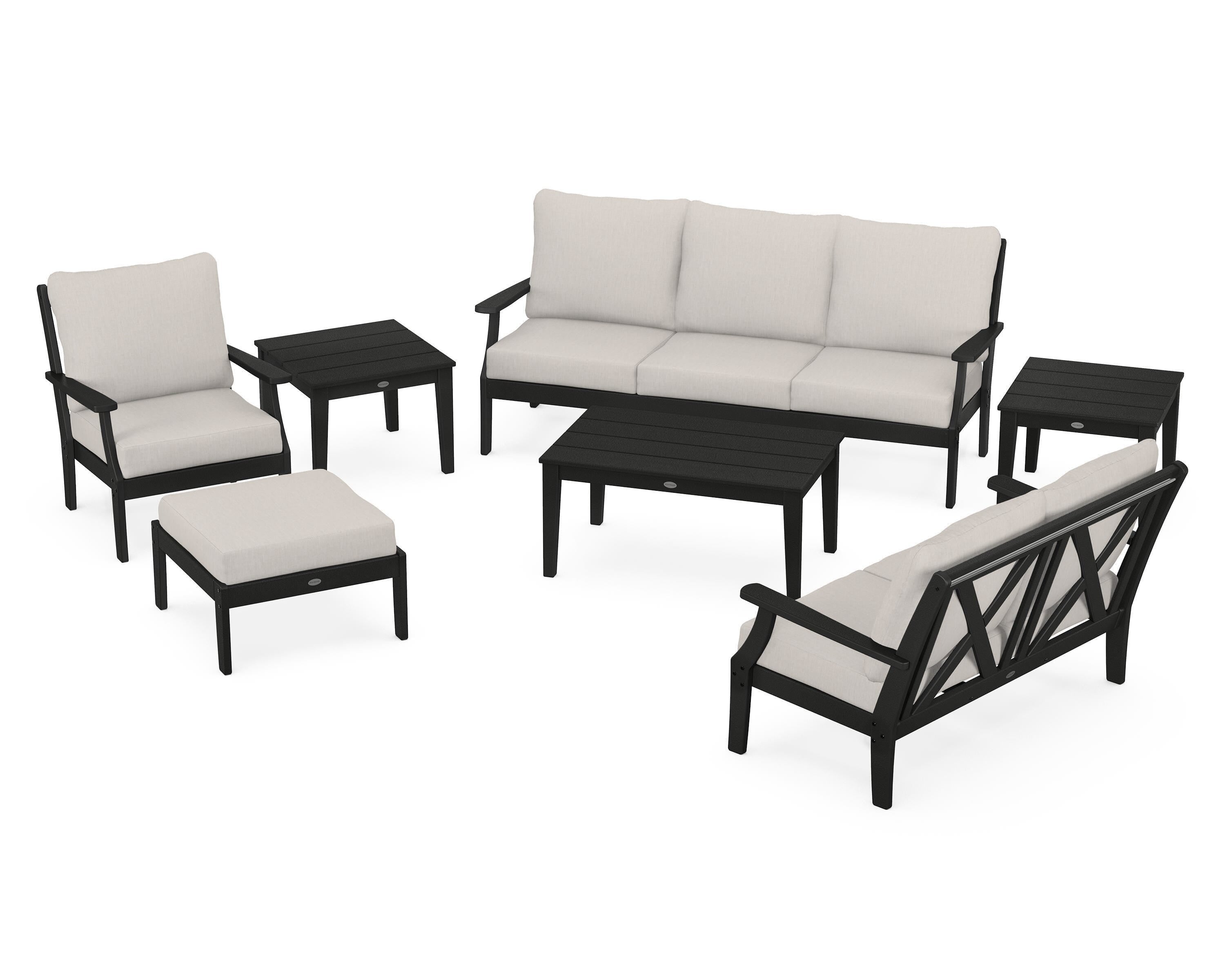 POLYWOOD Braxton 7-Piece Deep Seating Set in Black / Cast Ash