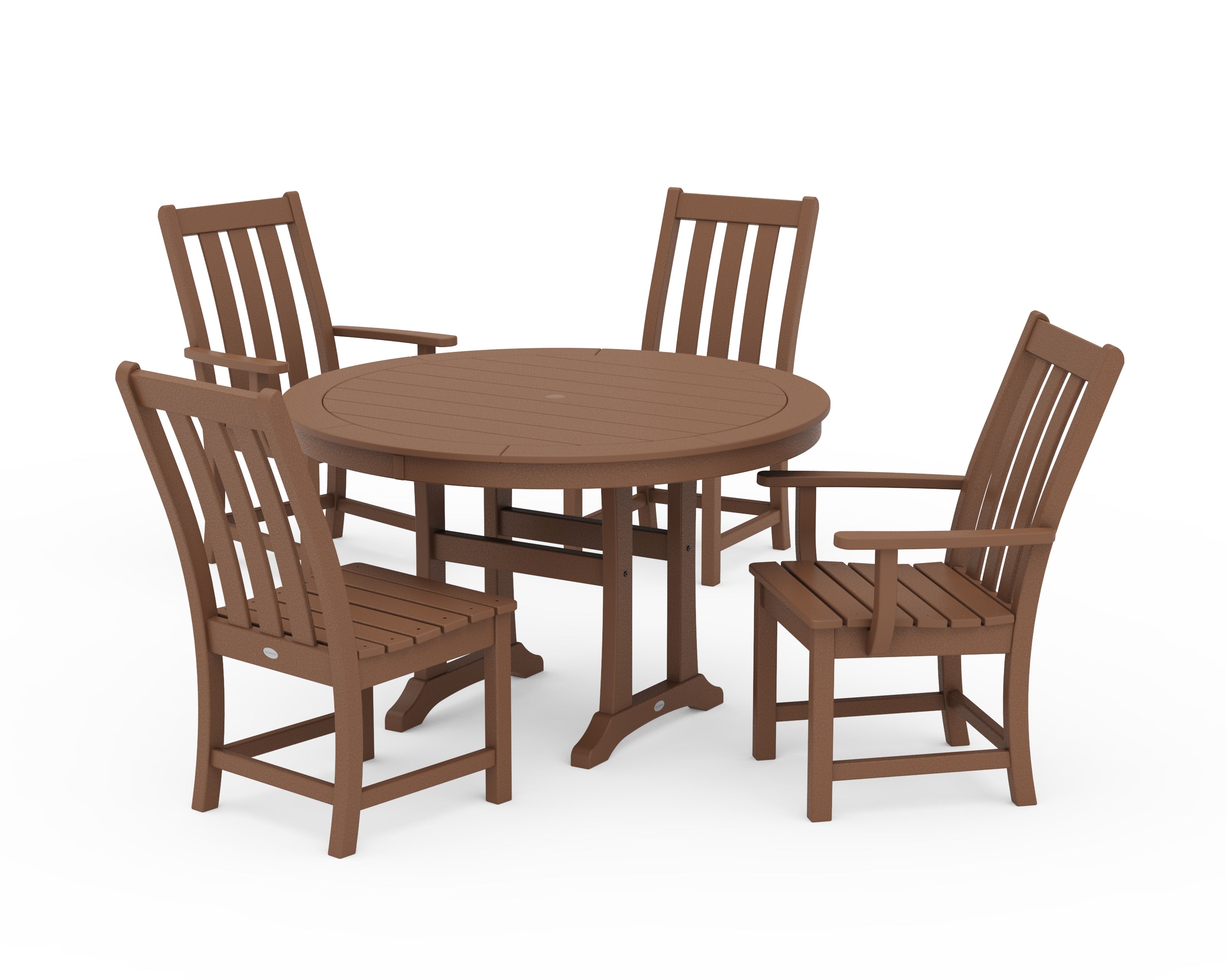 POLYWOOD Vineyard 5-Piece Nautical Trestle Dining Set in Teak