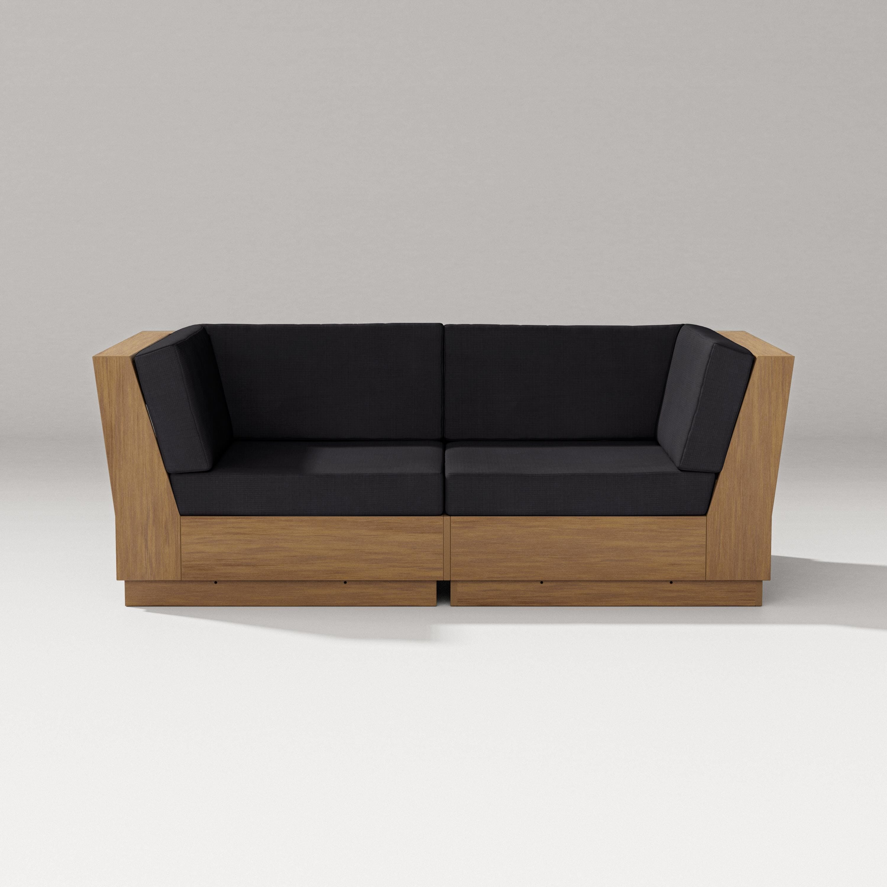 PW Designer Series Elevate Loveseat Sectional in Natural / Midnight Linen