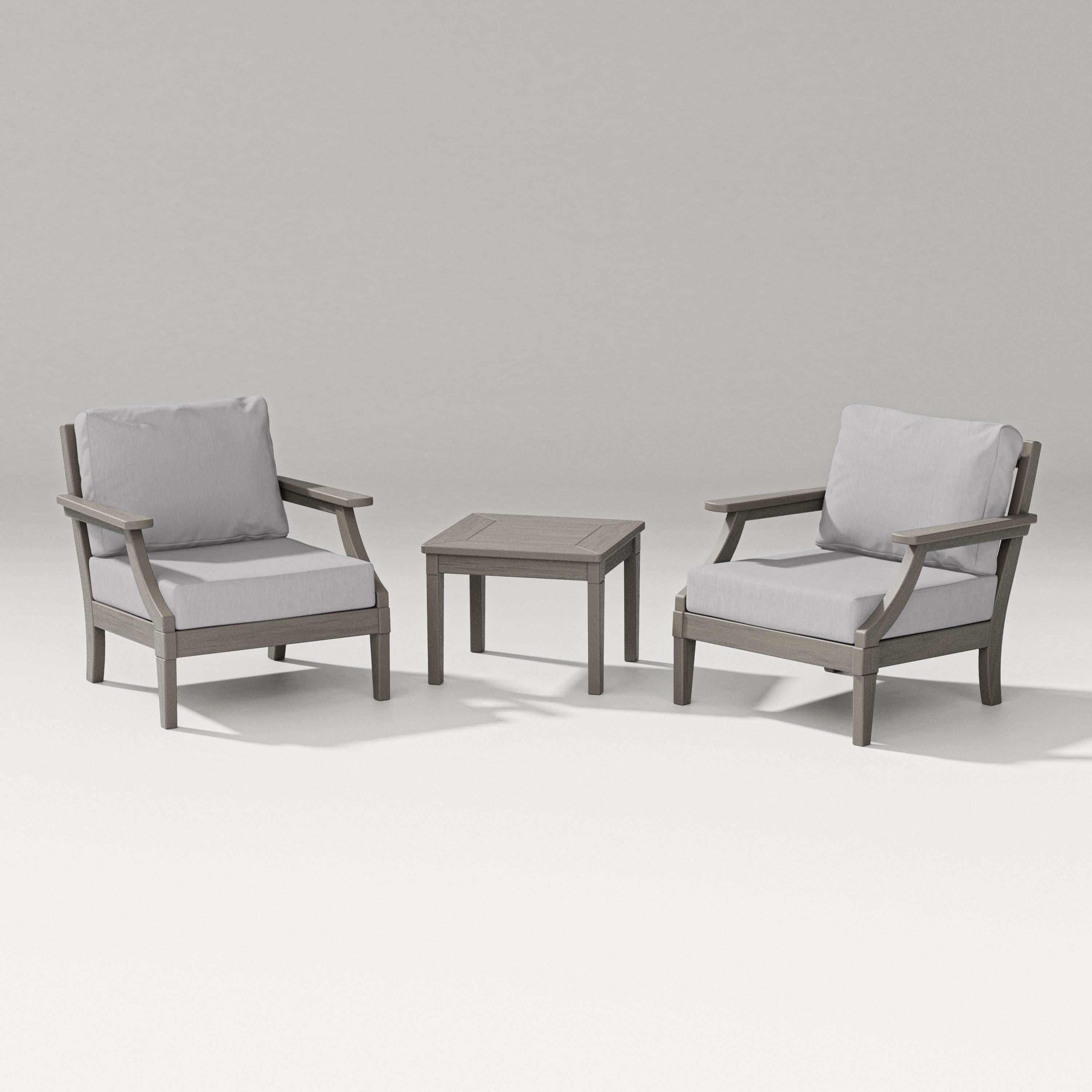 PW Designer Series Estate 3-Piece Lounge Chair Set in Driftwood / Granite