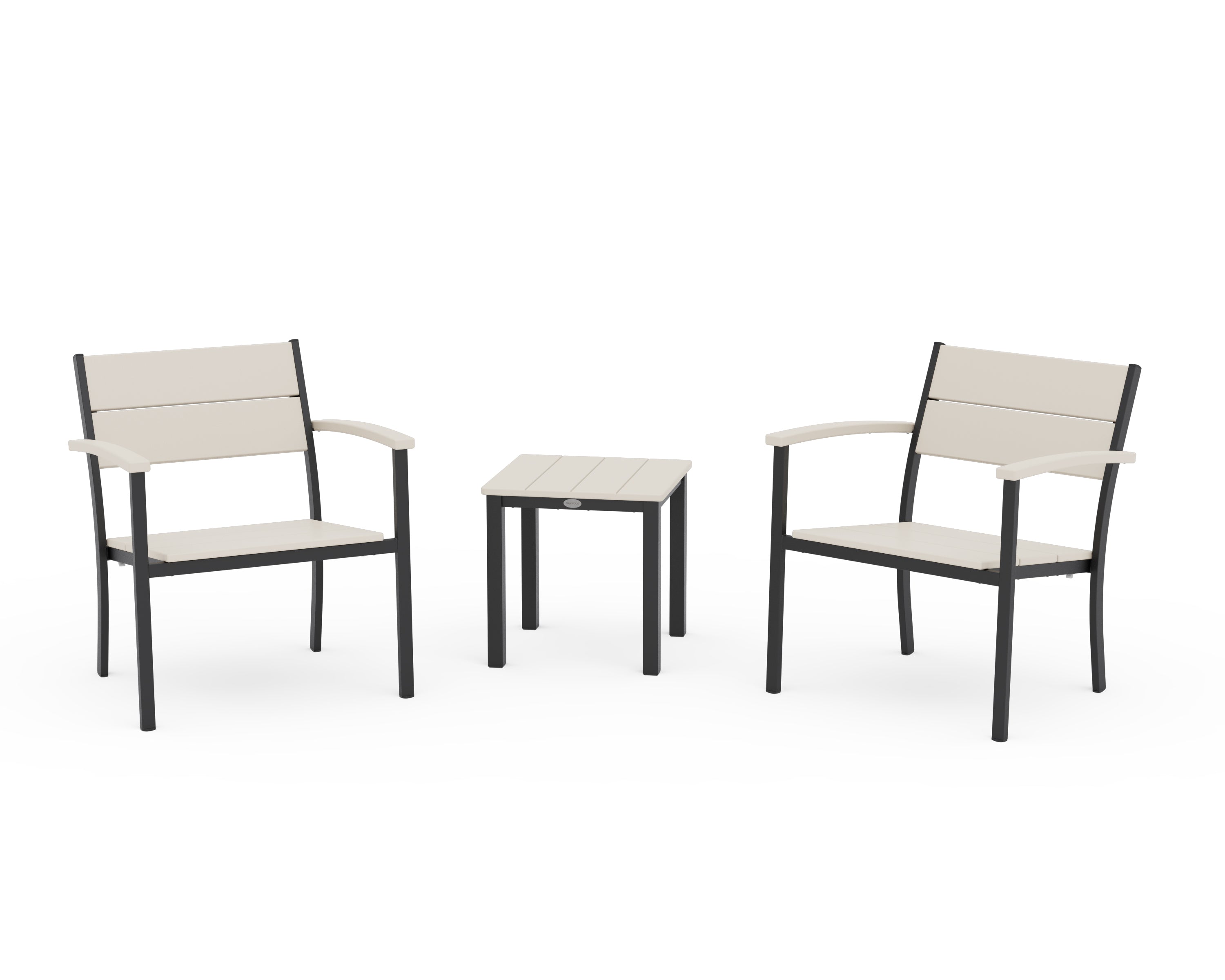 POLYWOOD Main Street 3-Piece Lounge Chair Set in Black / Sand