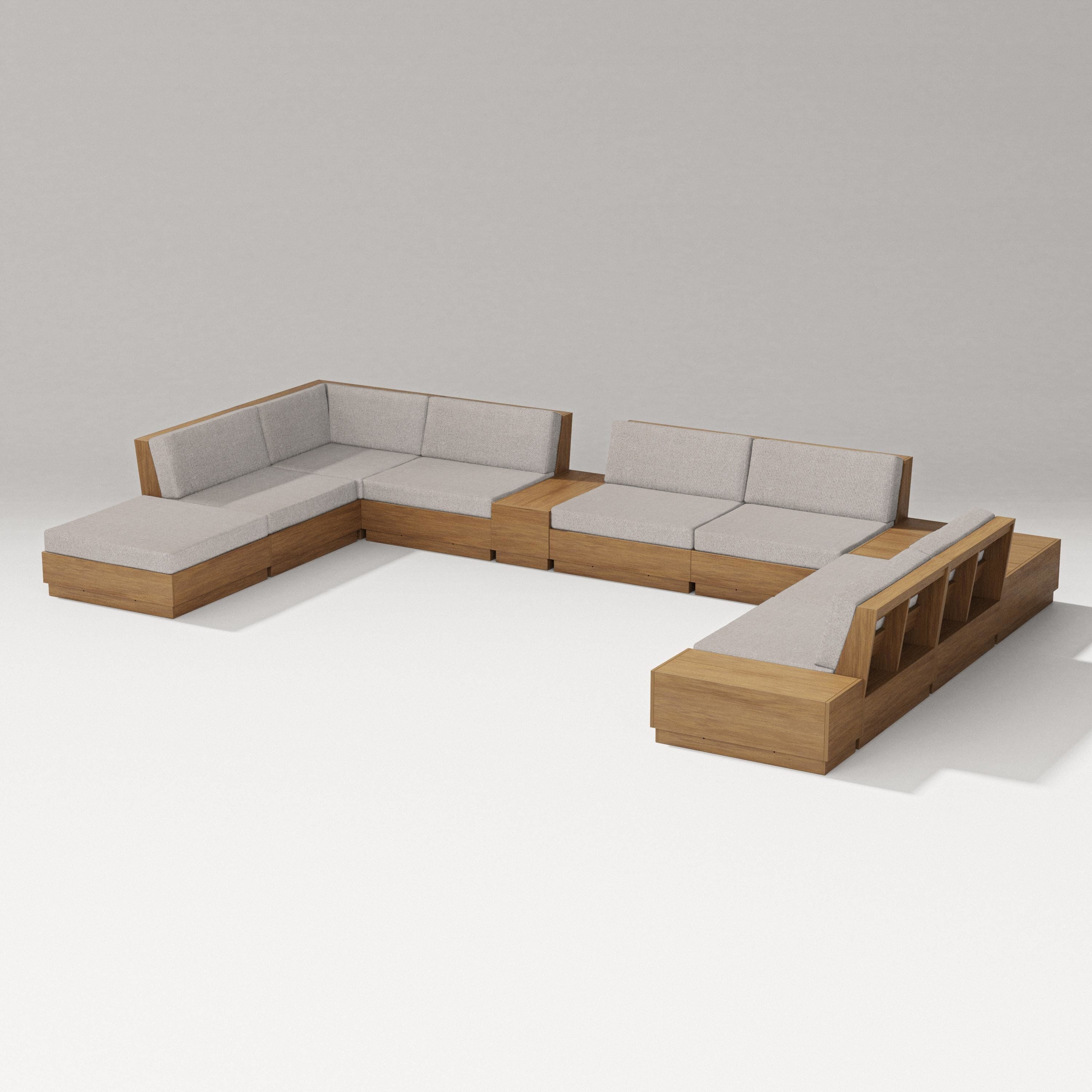 PW Designer Series Elevate 11-Piece Conversation Sectional Set in Natural / Weathered Tweed