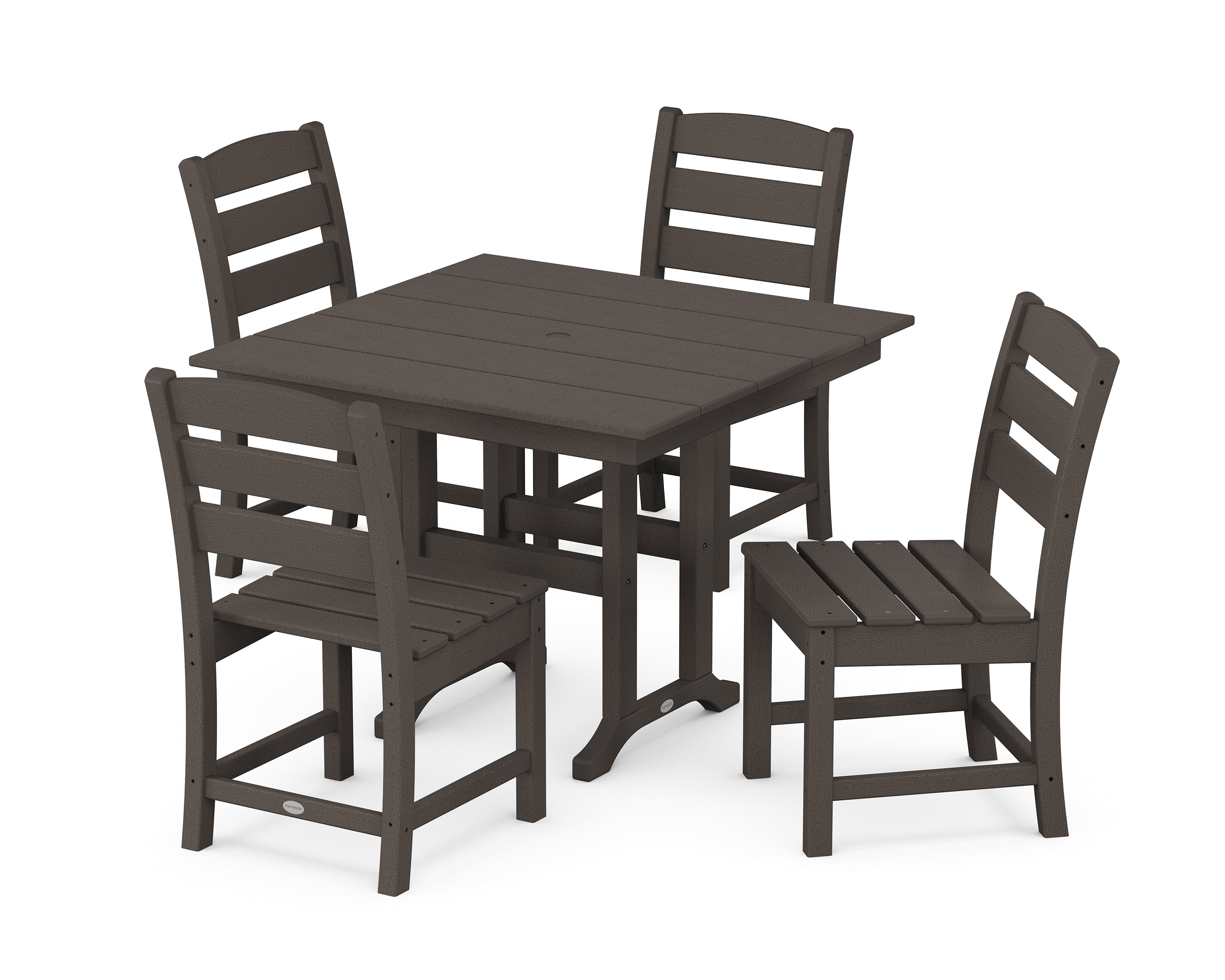 POLYWOOD® Lakeside Side Chair 5-Piece Farmhouse Dining Set in Vintage Coffee