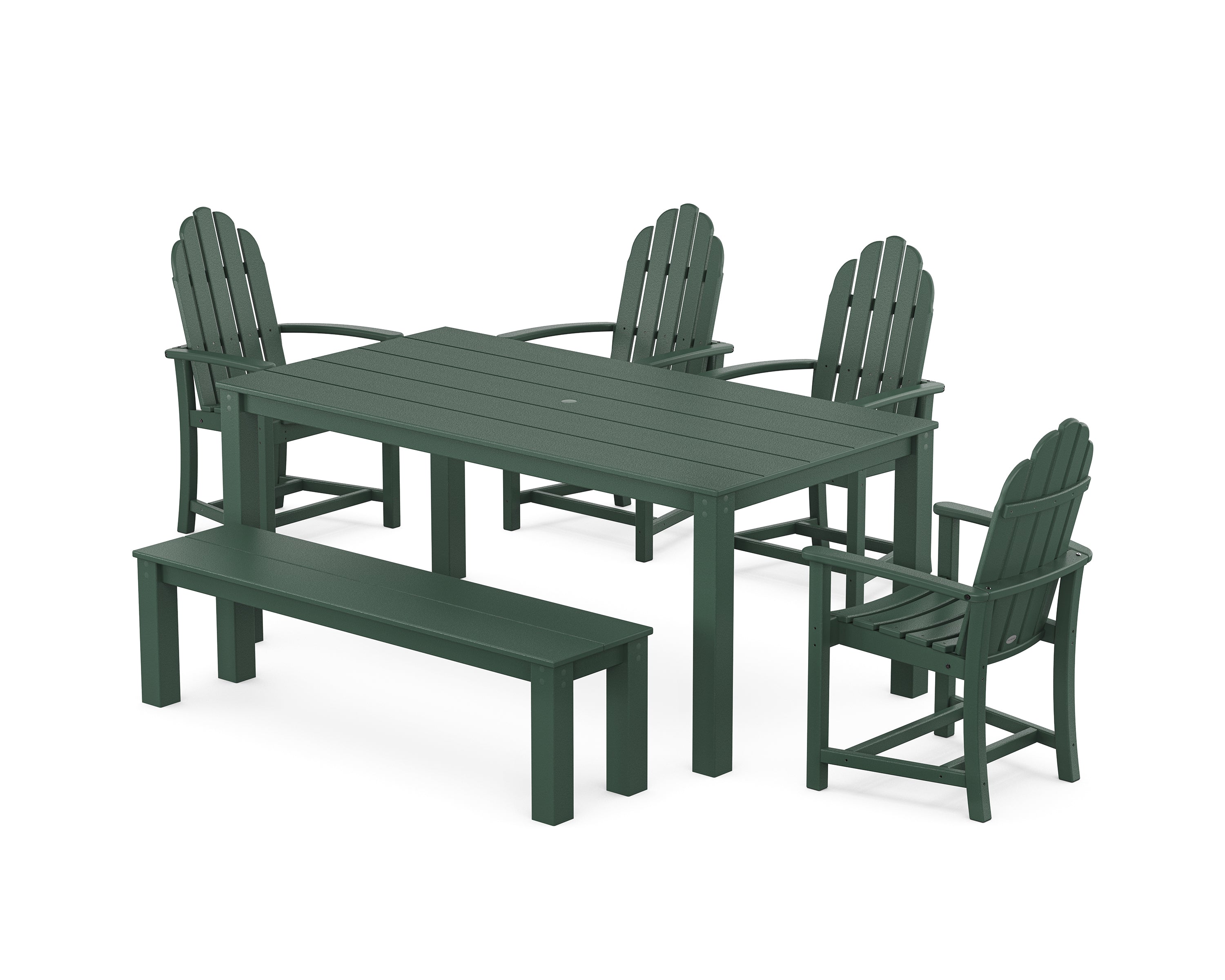 POLYWOOD Classic Adirondack 6-Piece Parsons Dining Set with Bench in Green