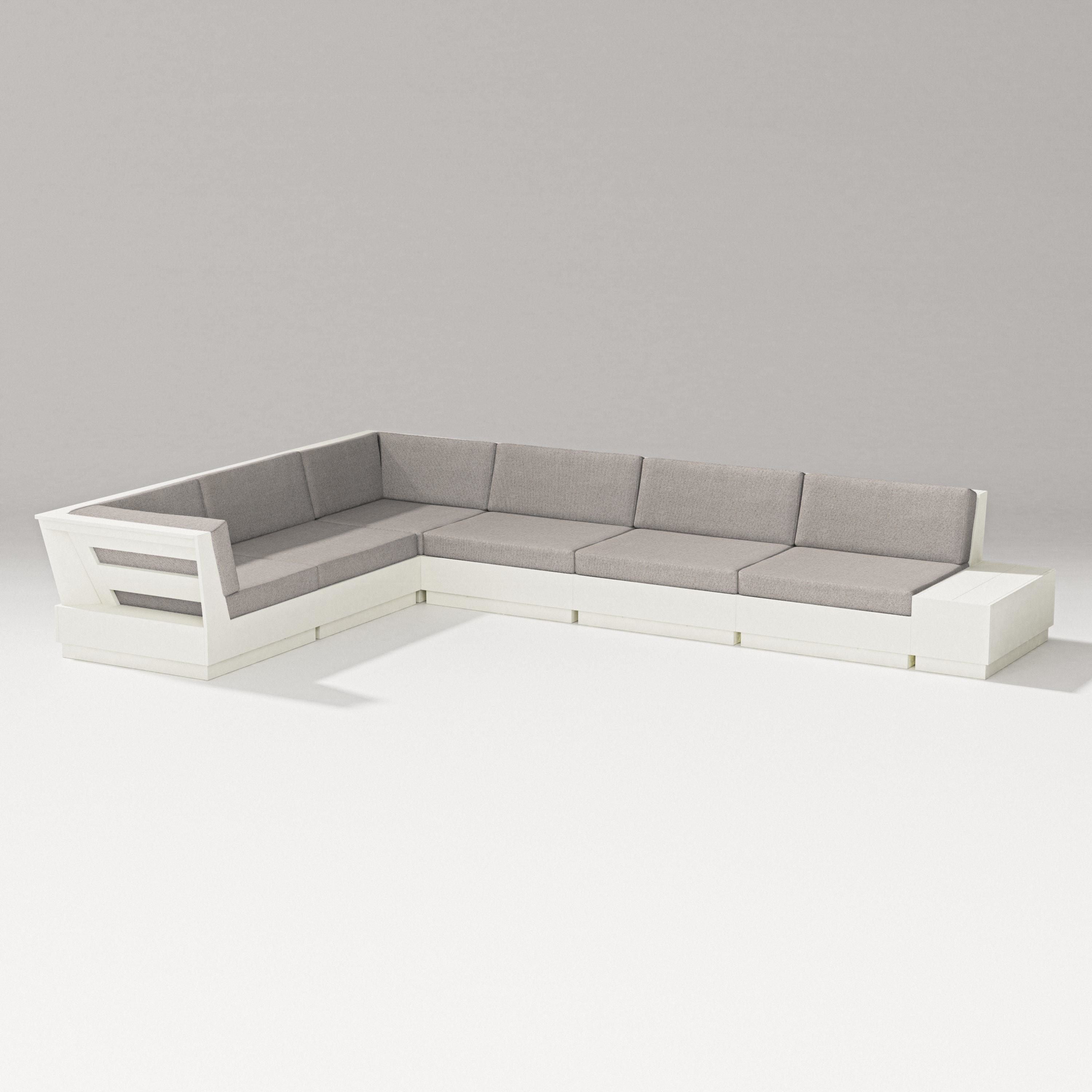 PW Designer Series Elevate 7-Piece Corner Sectional in Vintage White / Weathered Tweed