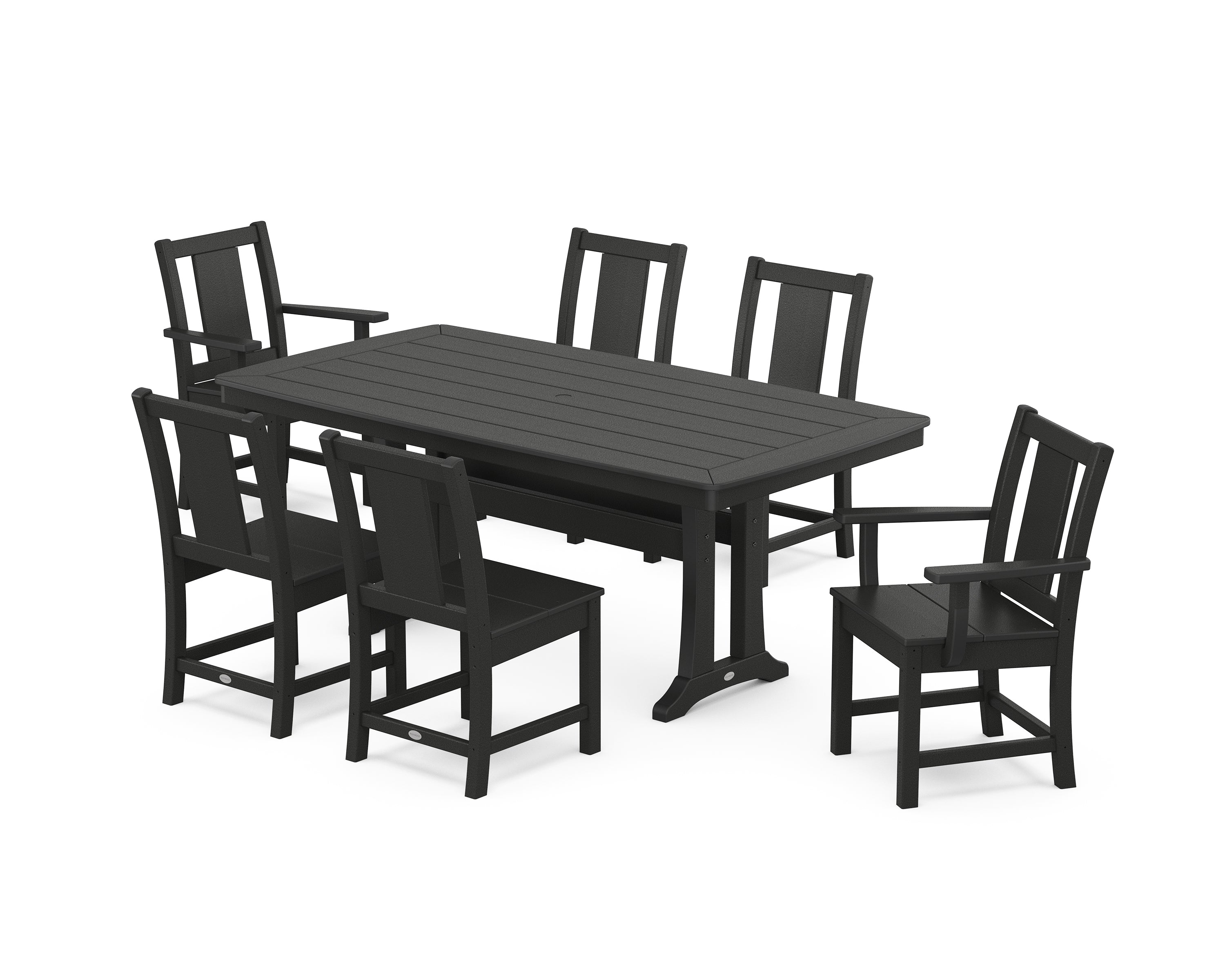 POLYWOOD Prairie 7-Piece Dining Set with Trestle Legs in Black