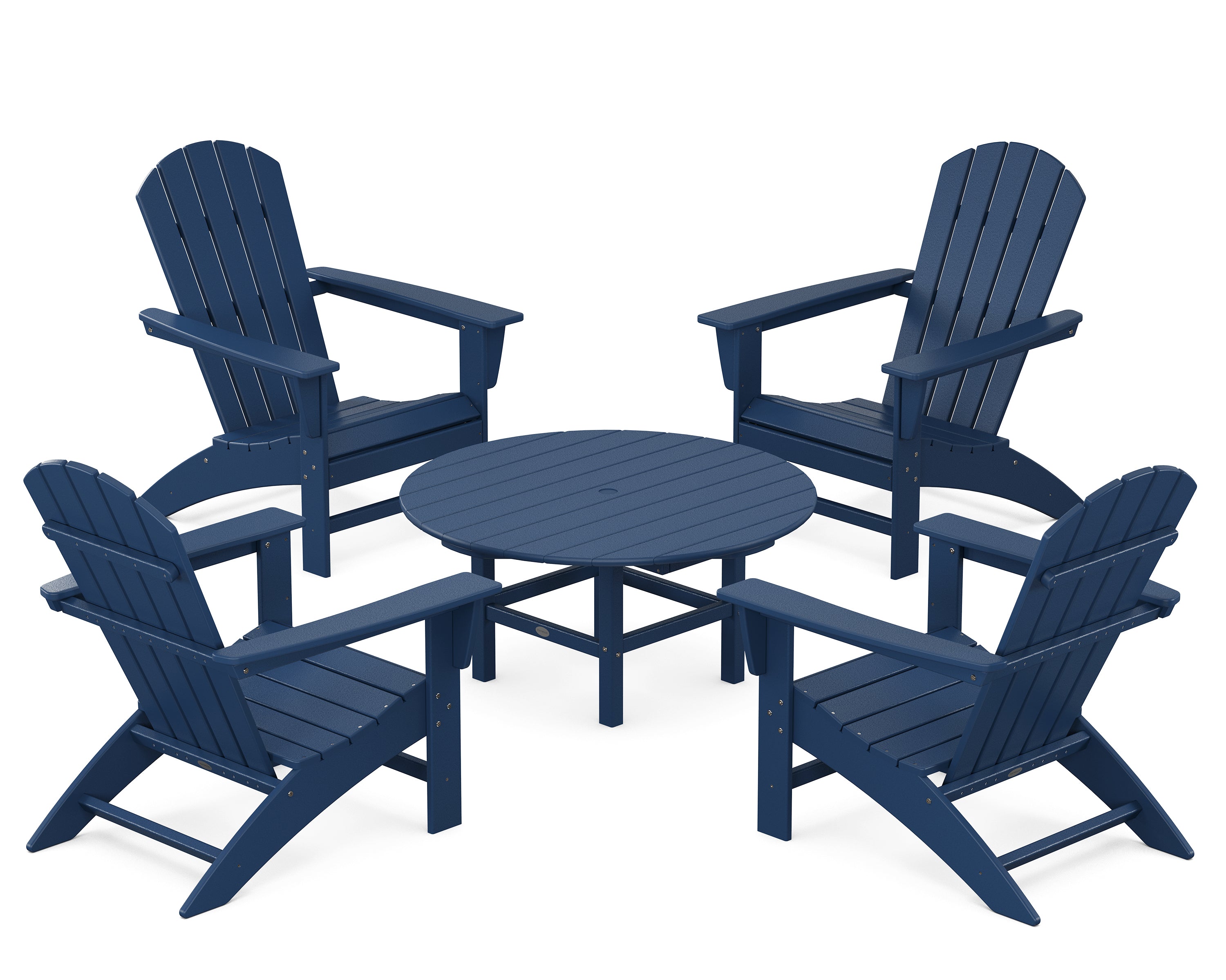 POLYWOOD Nautical 5-Piece Adirondack Chair Conversation Set in Navy