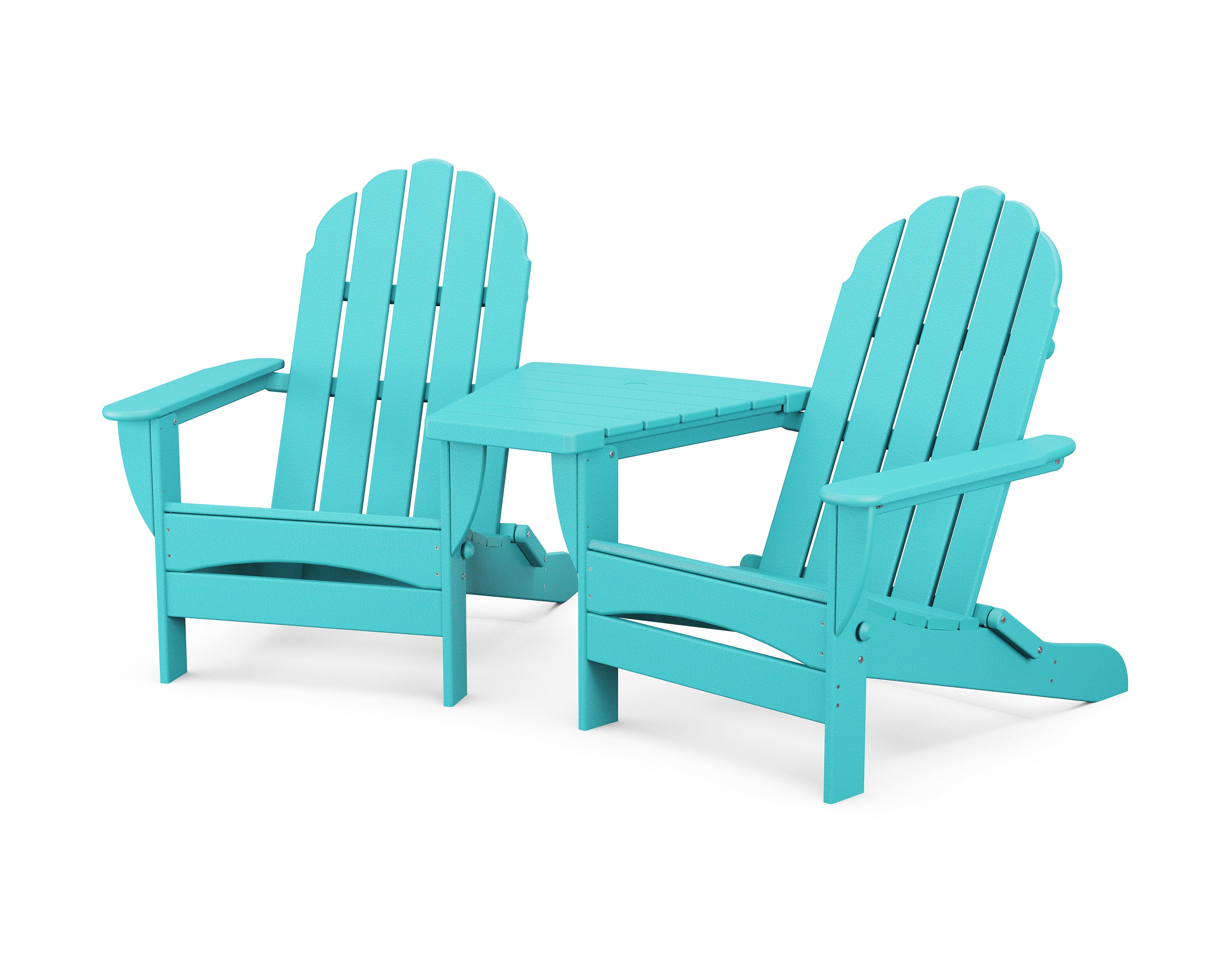 POLYWOOD Classic Oversized Adirondacks with Angled Connecting Table in Aruba