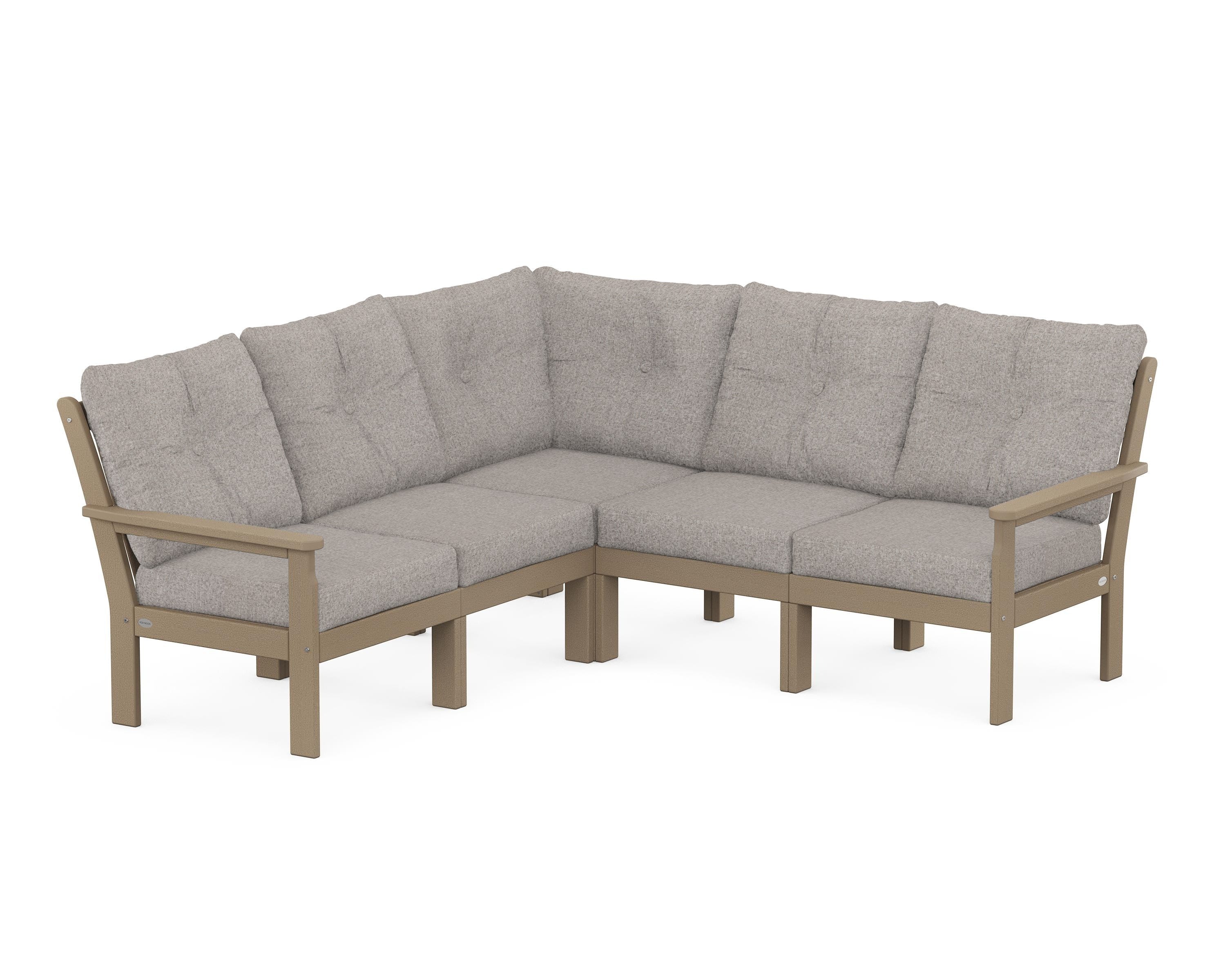 POLYWOOD Vineyard 5-Piece Sectional in Vintage Sahara / Weathered Tweed