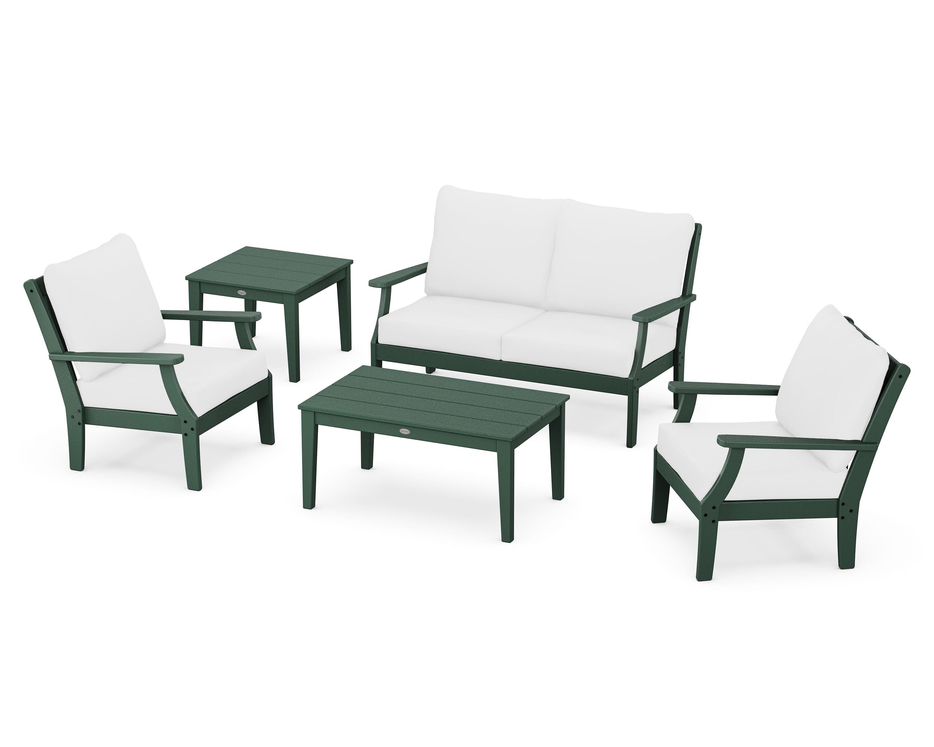 POLYWOOD Braxton 5-Piece Deep Seating Set in Green / Natural