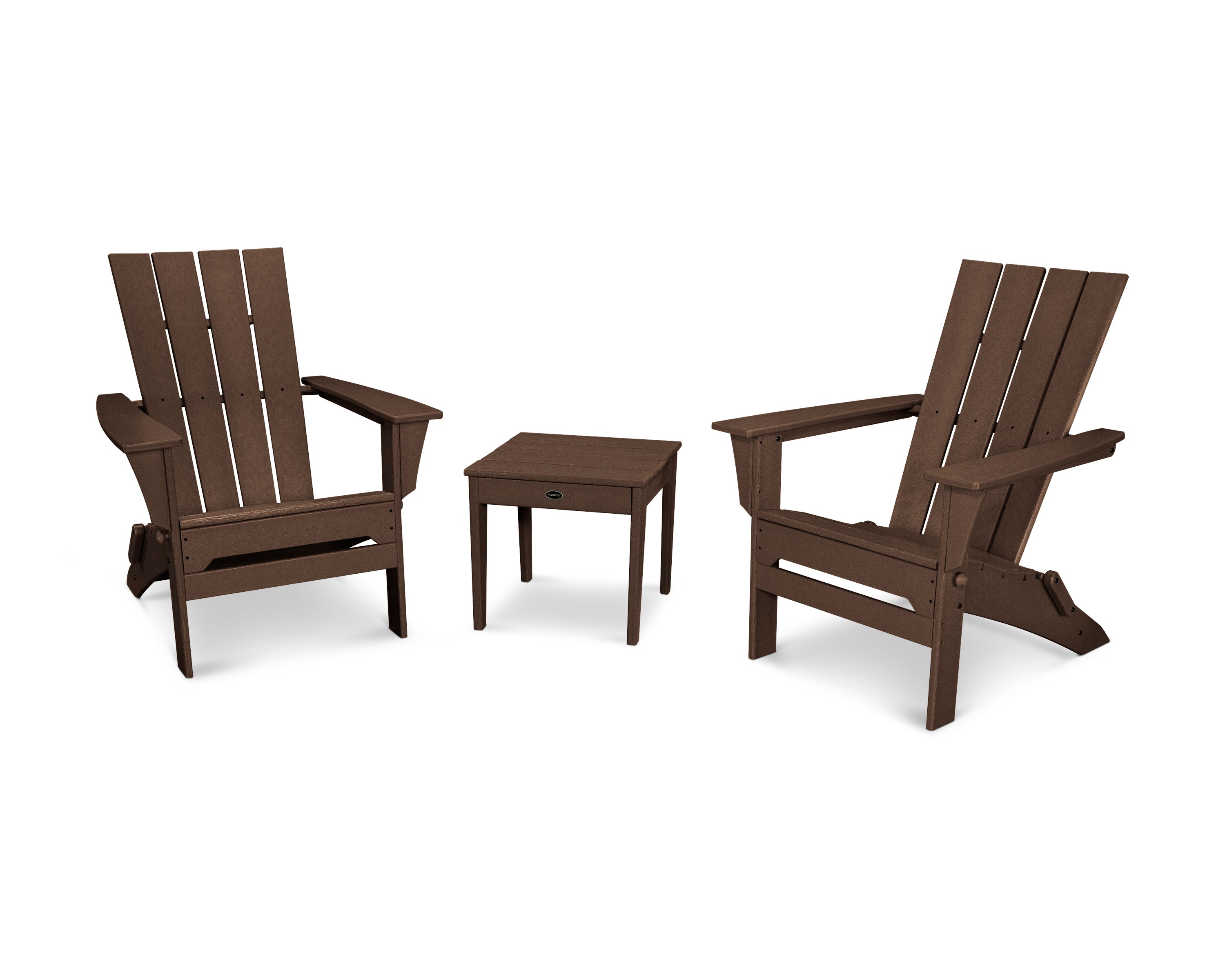 POLYWOOD Quattro Folding Chair 3-Piece Adirondack Set in Mahogany