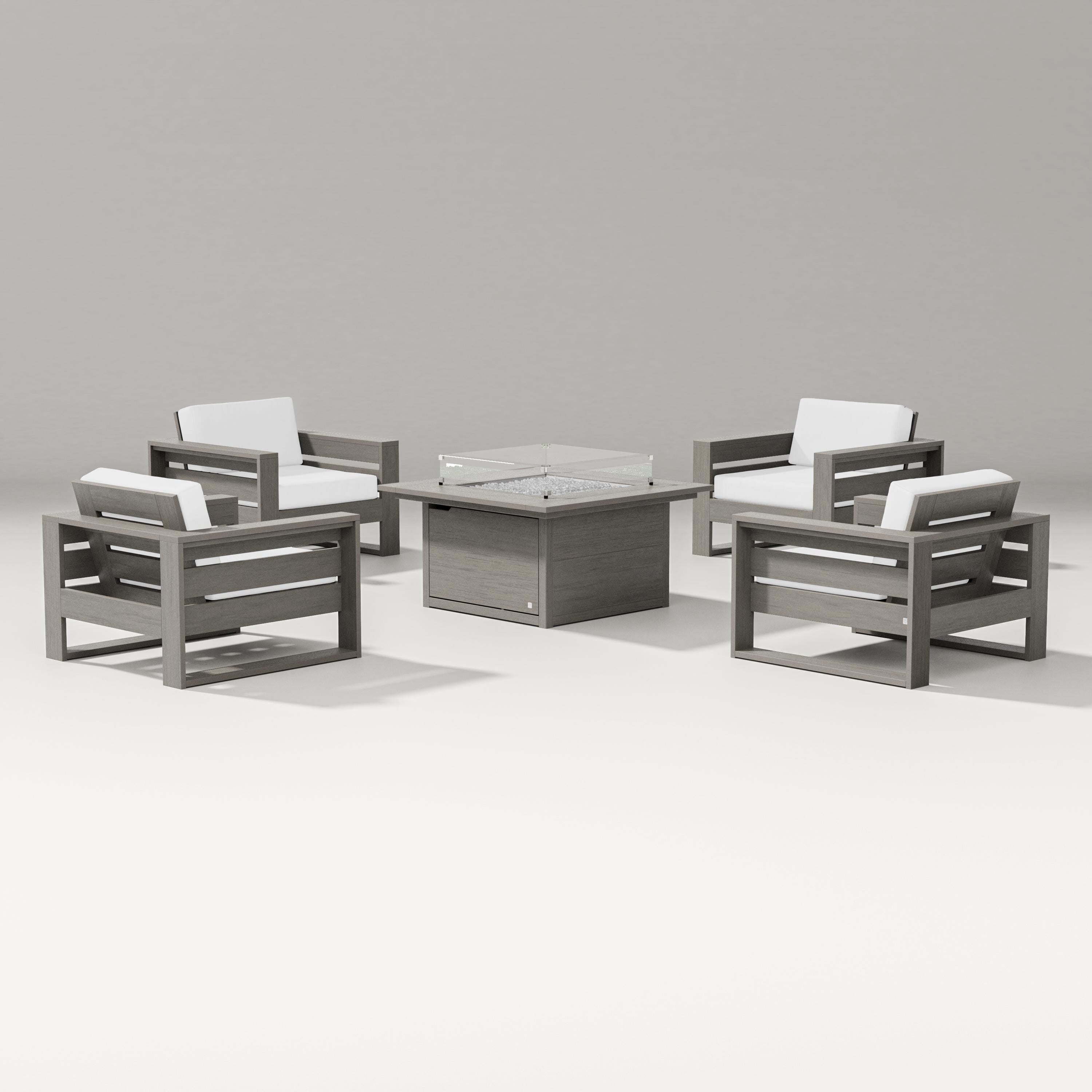 PW Designer Series Latitude 5-Piece Lounge Fire Table Set in Driftwood / Natural