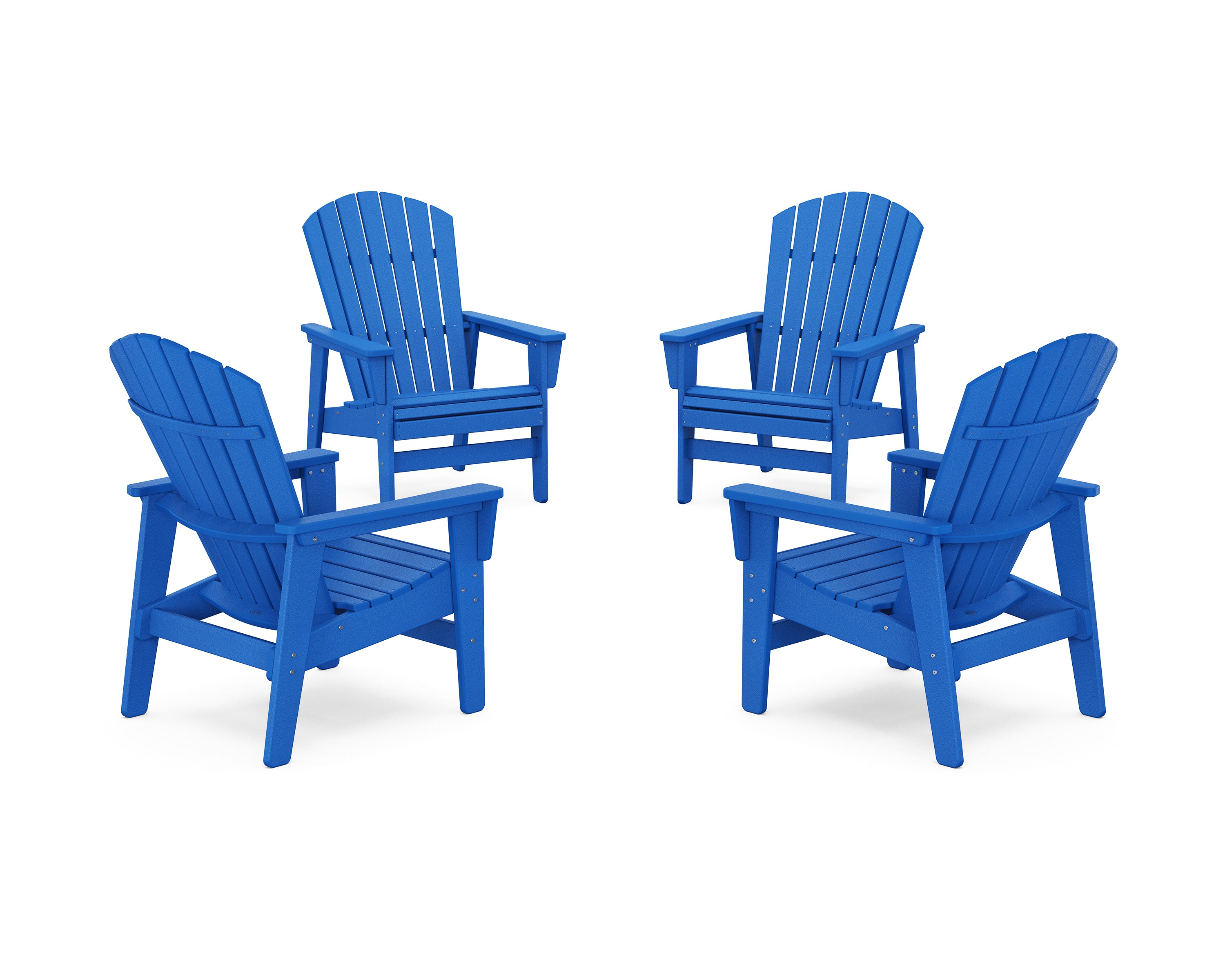 POLYWOOD 4-Piece Nautical Grand Upright Adirondack Chair Conversation Set in Pacific Blue