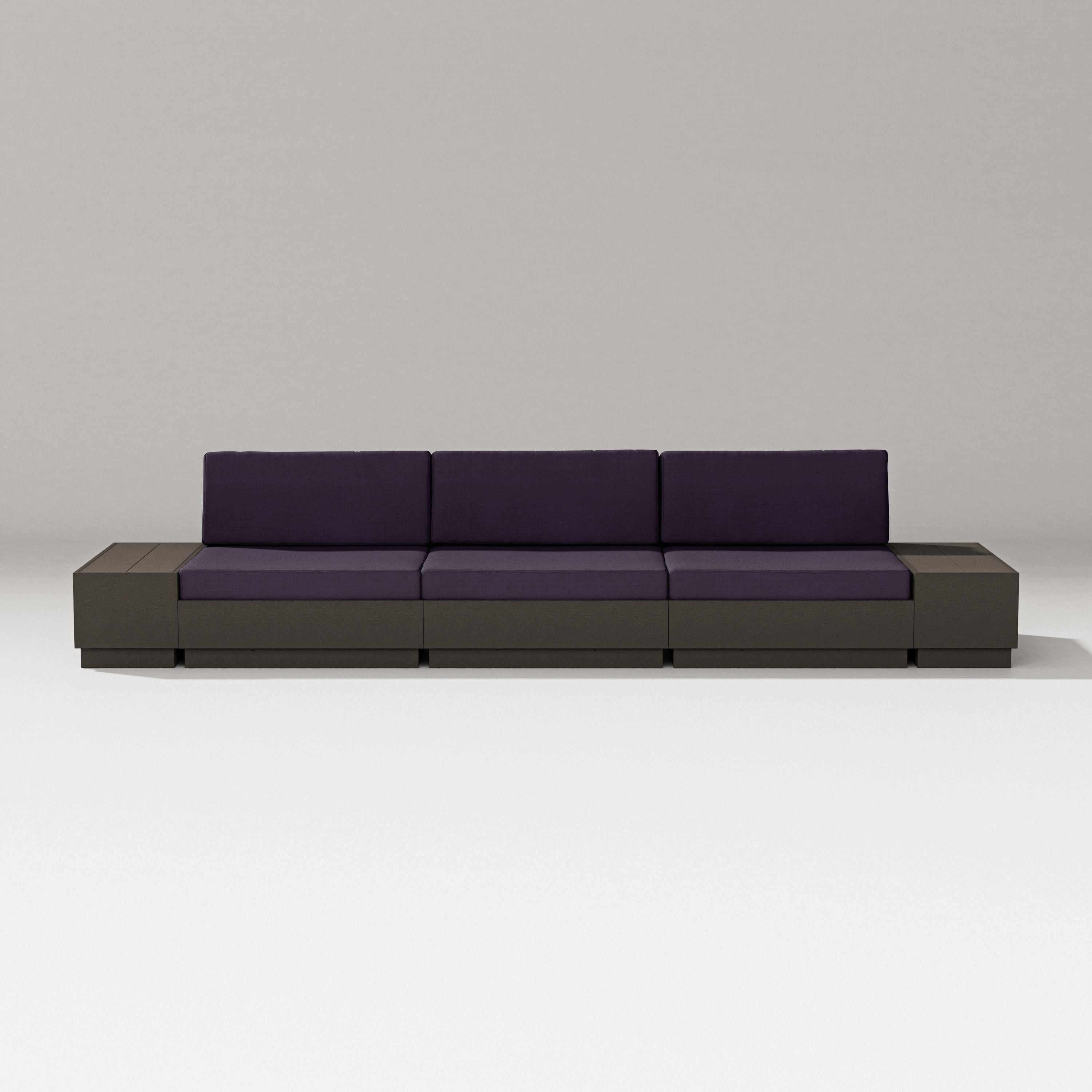 PW Designer Series Elevate Straight Sectional in Vintage Coffee / Navy Linen